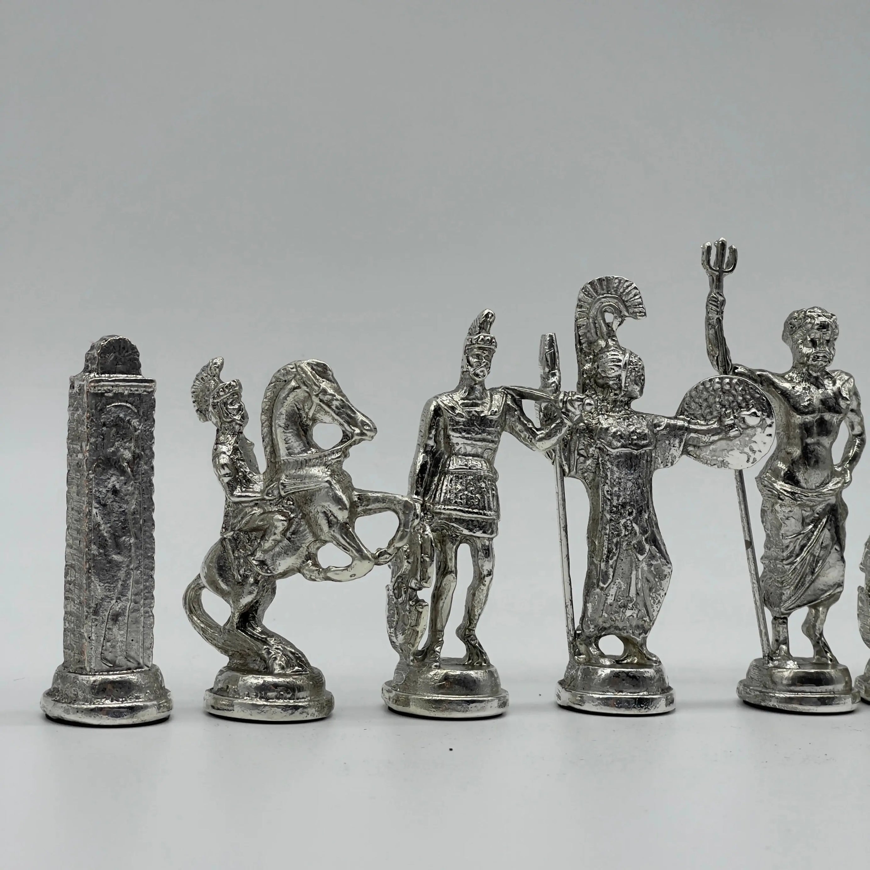 Handmade Metal Large Chess Pieces, Gold Greecein Large Metal Chess Pieces