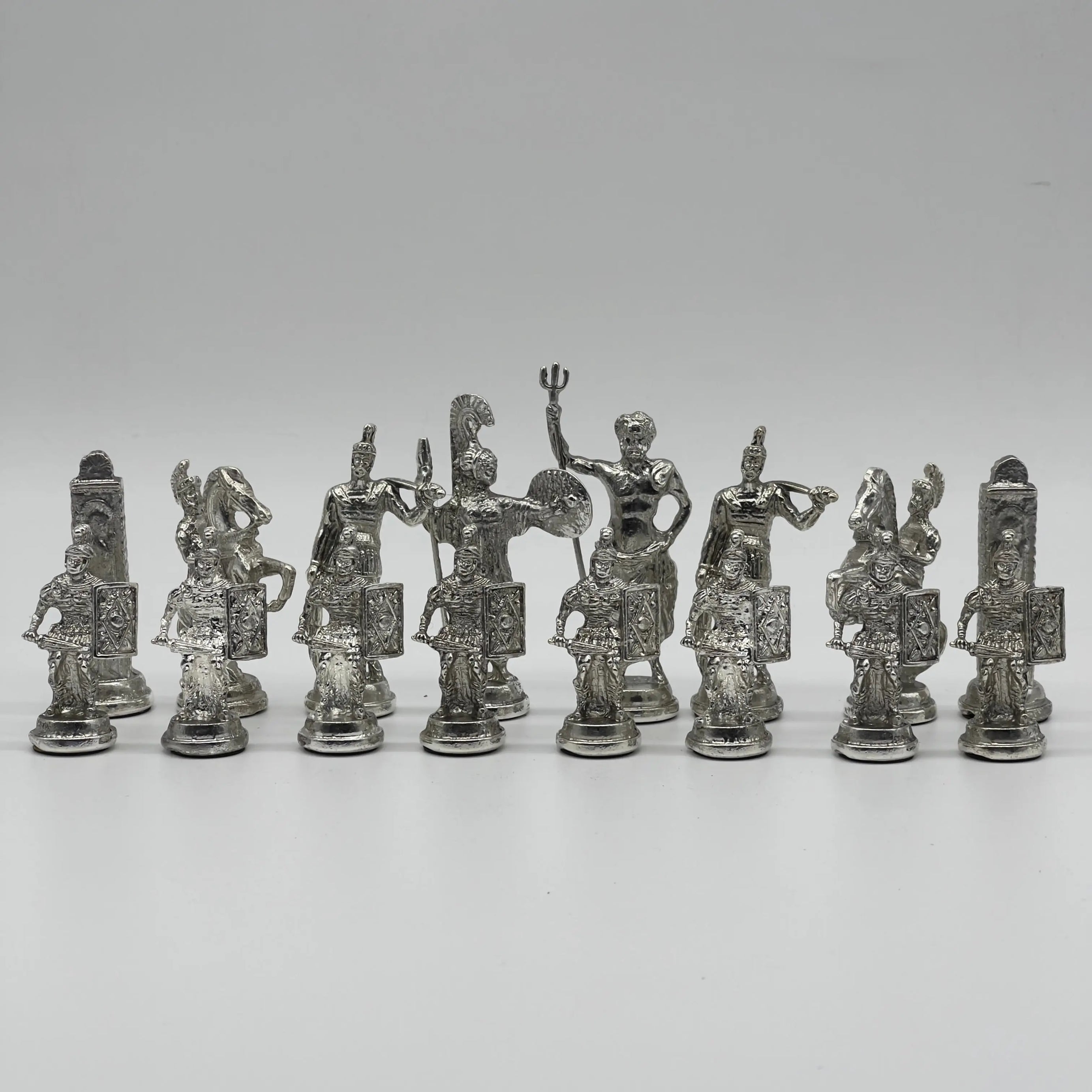 Handmade Metal Large Chess Pieces, Gold Greecein Large Metal Chess Pieces