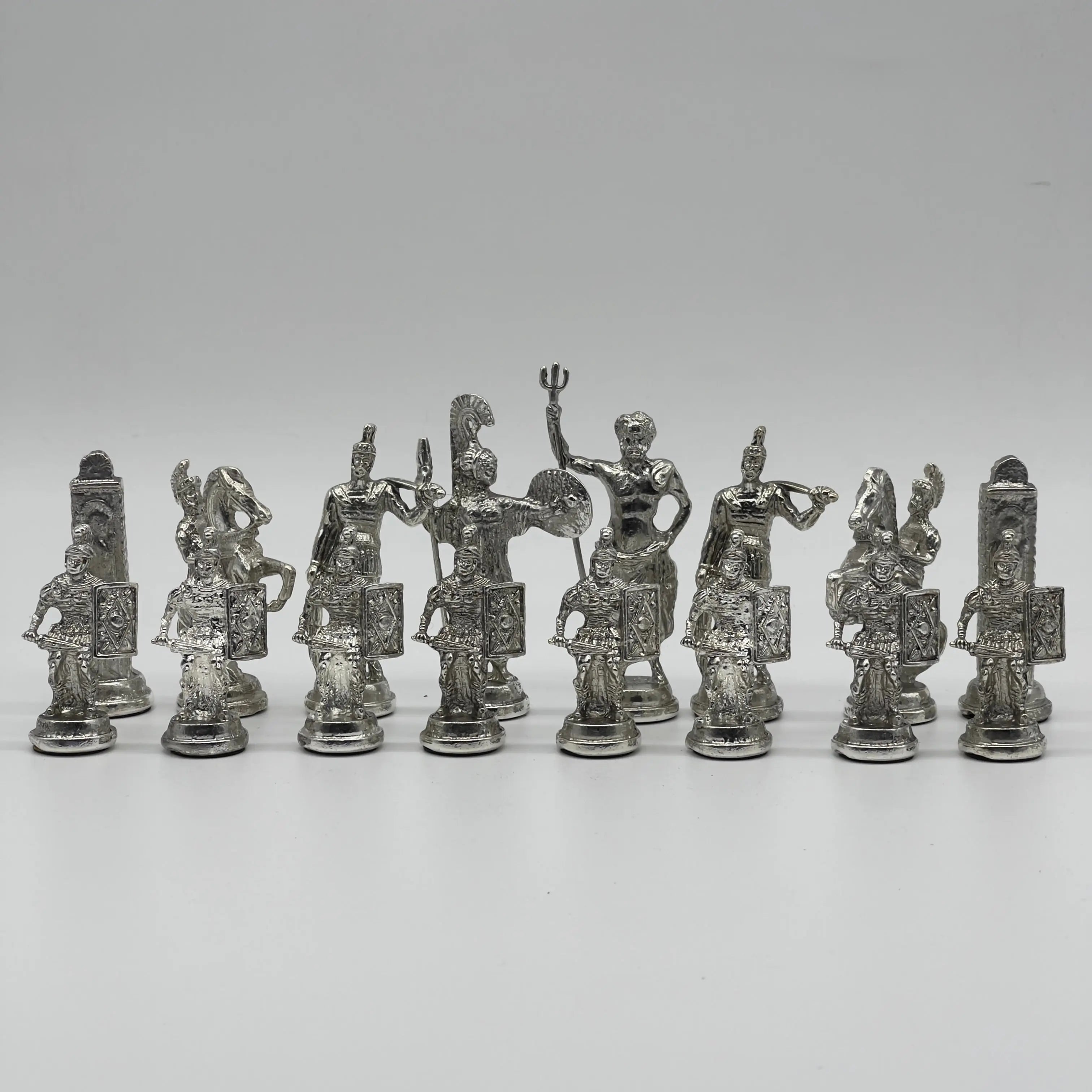 Handmade Metal Large Chess Pieces, Gold Greecein Large Metal Chess Pieces