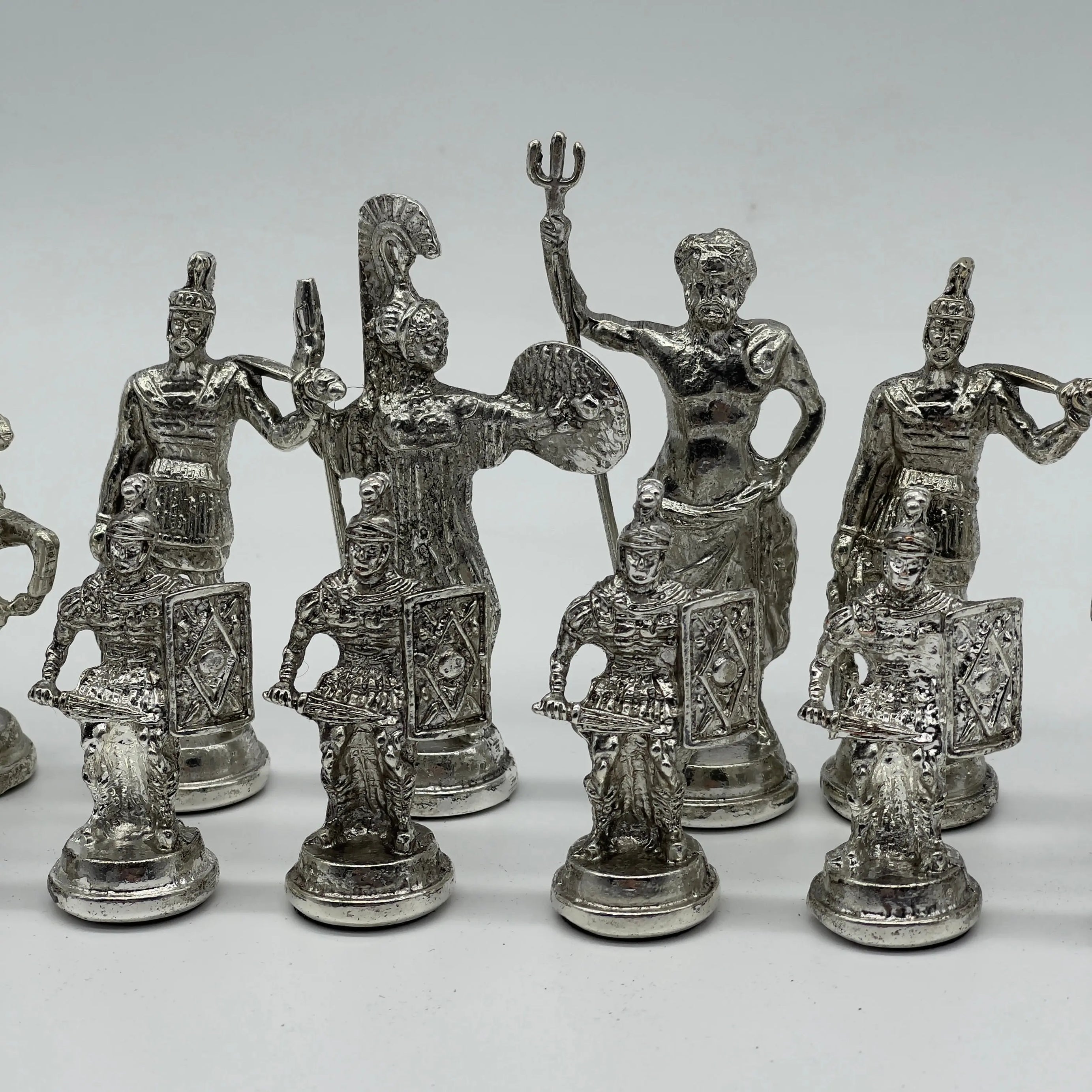 Handmade Metal Large Chess Pieces, Gold Greecein Large Metal Chess Pieces