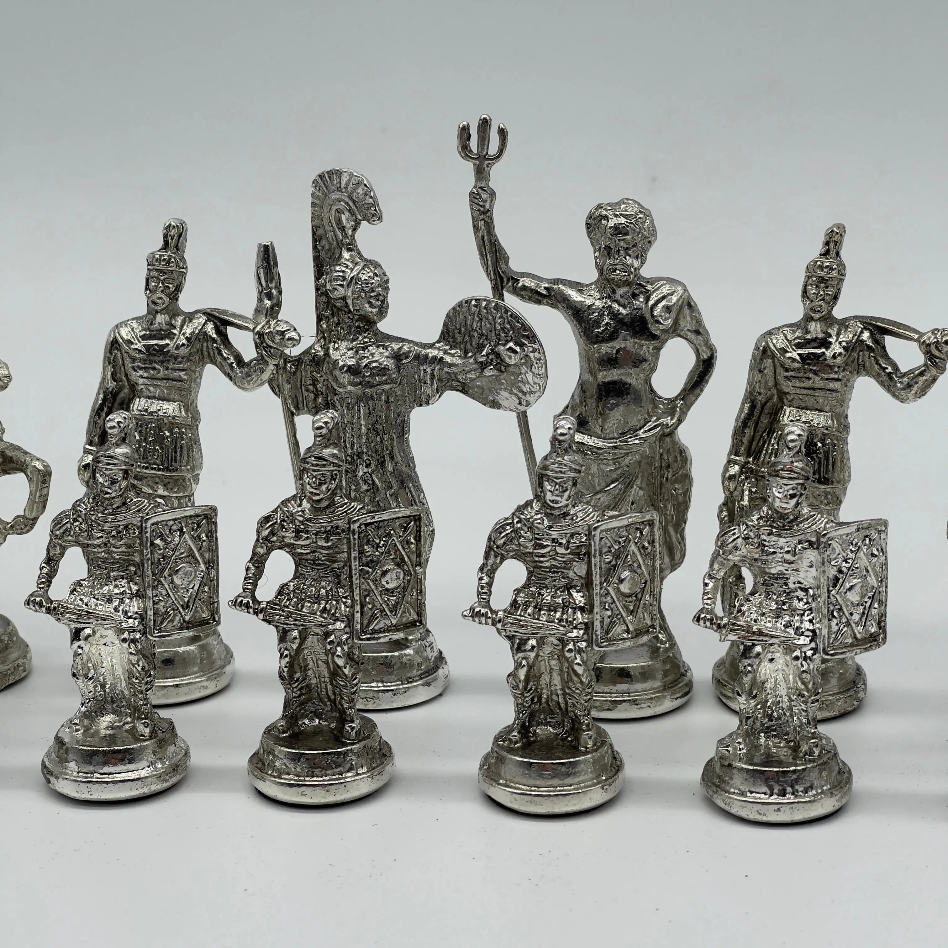 Handmade Metal Large Chess Pieces, Gold Greecein Large Metal Chess Pieces