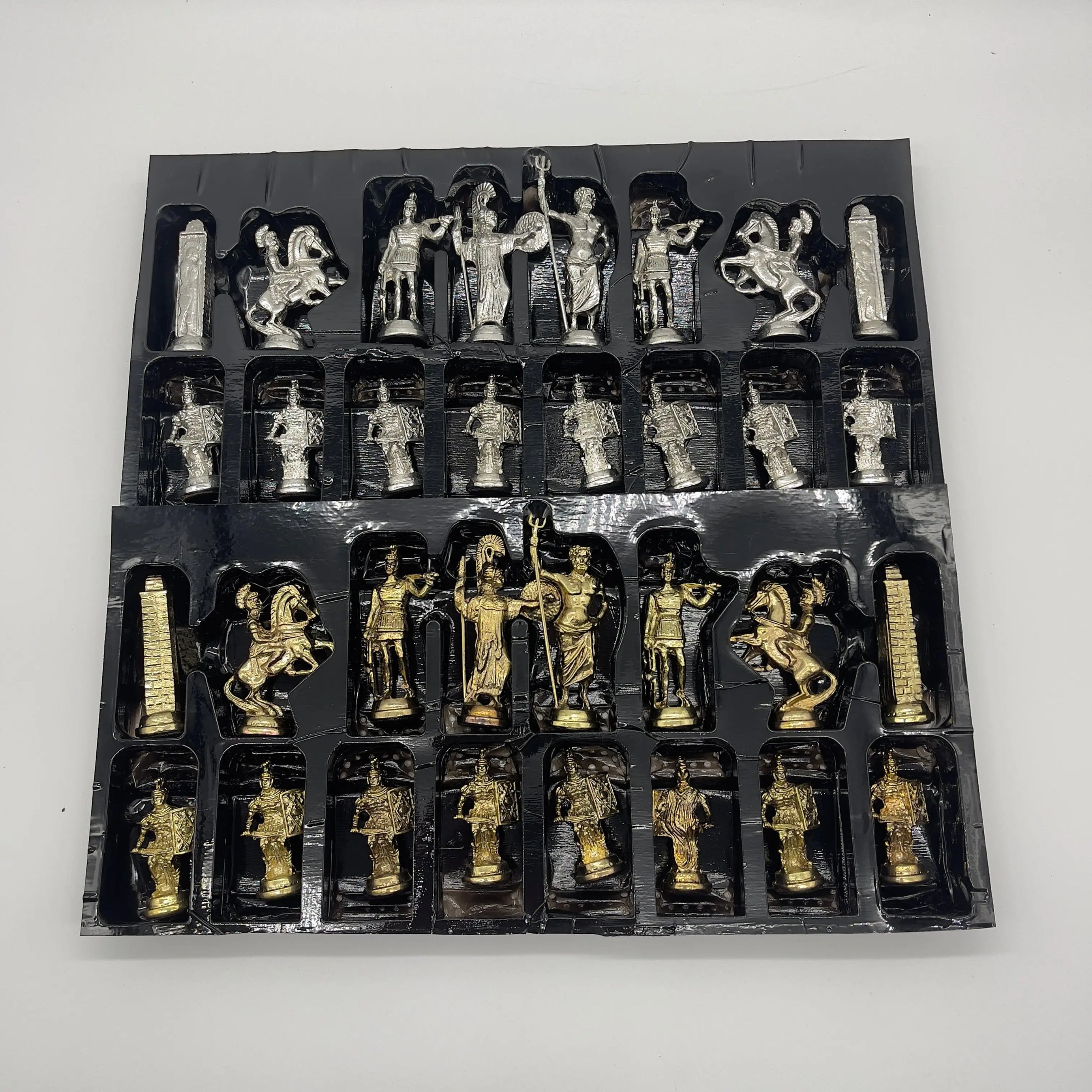 Handmade Metal Large Chess Pieces, Gold Greecein Large Metal Chess Pieces