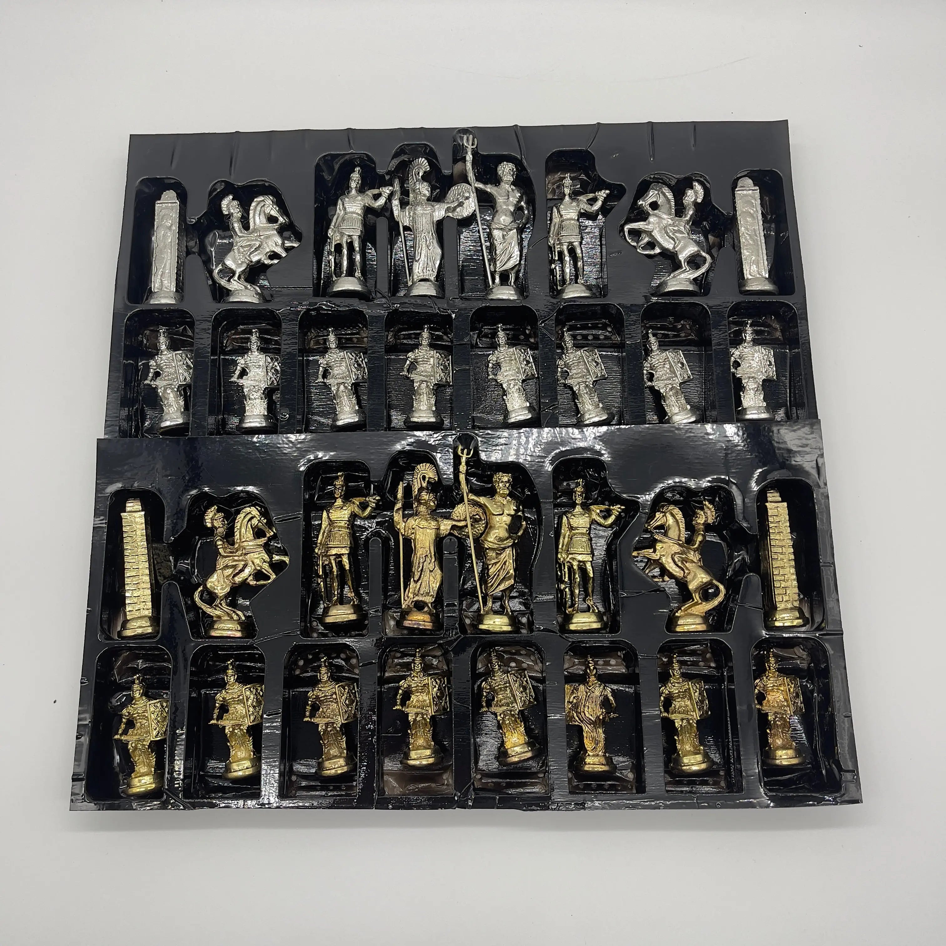 Handmade Metal Large Chess Pieces, Gold Greecein Large Metal Chess Pieces