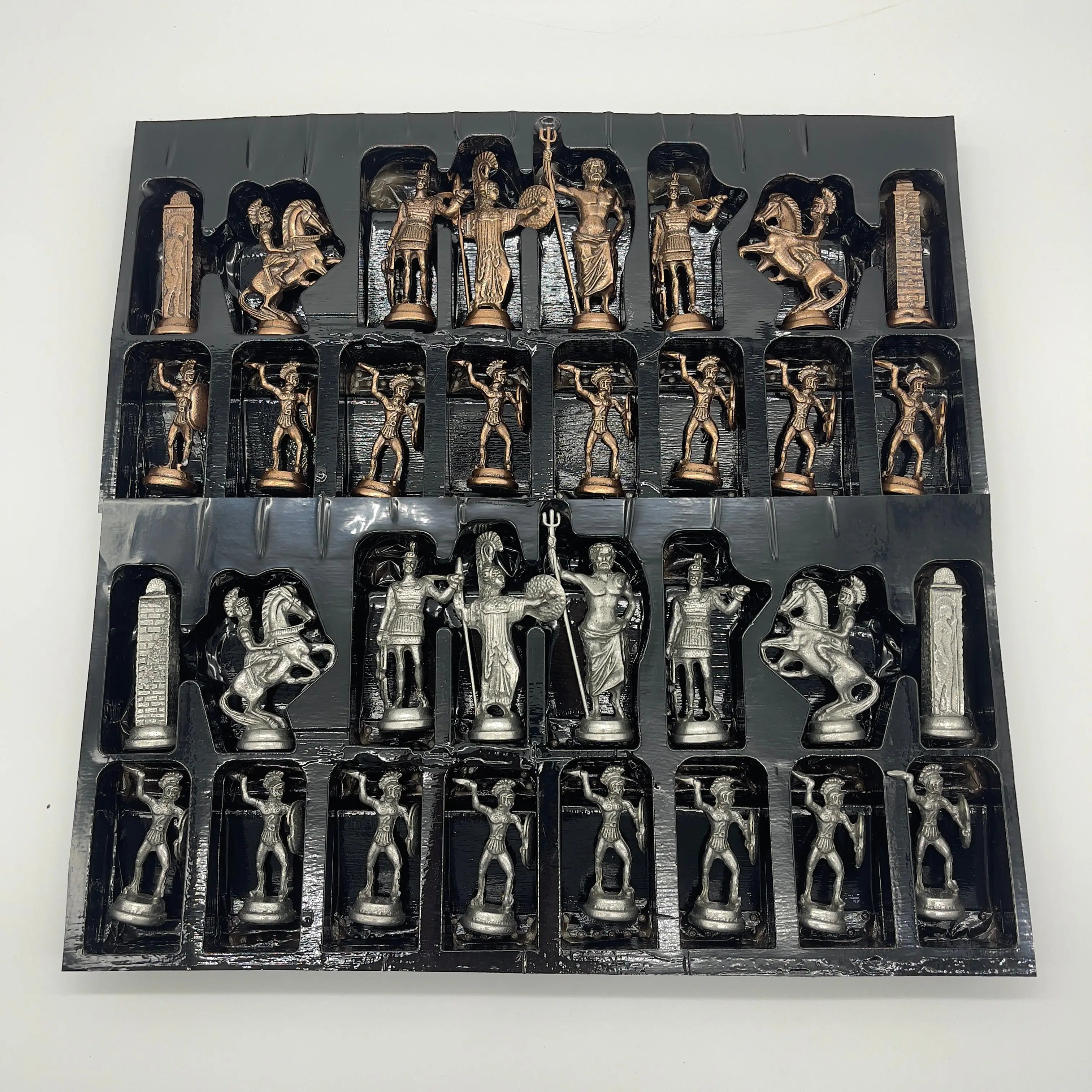 Handmade Metal Large Chess Pieces, Copper Greek Large Metal Chess Pieces Set