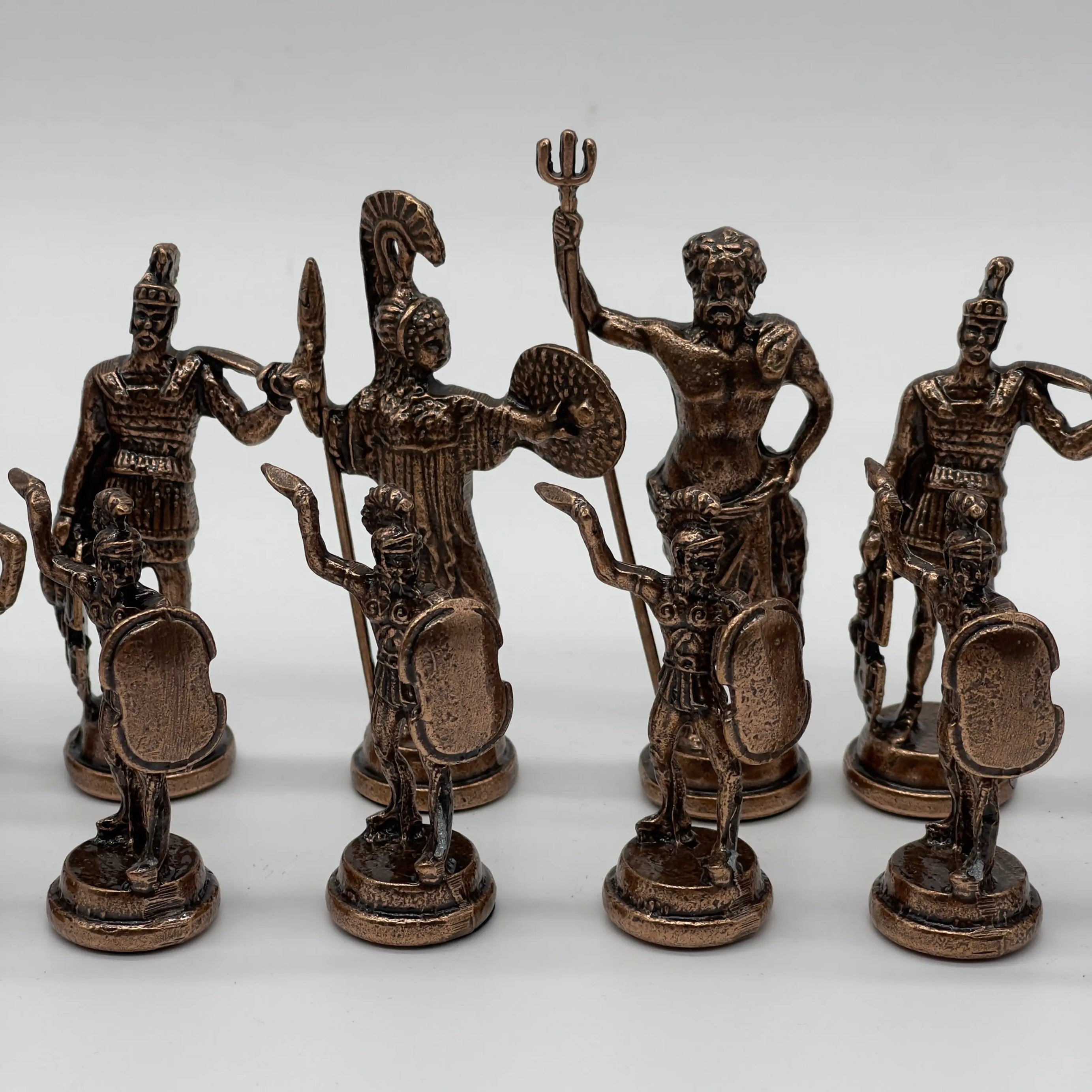 Handmade Metal Large Chess Pieces, Copper Greek Large Metal Chess Pieces Set