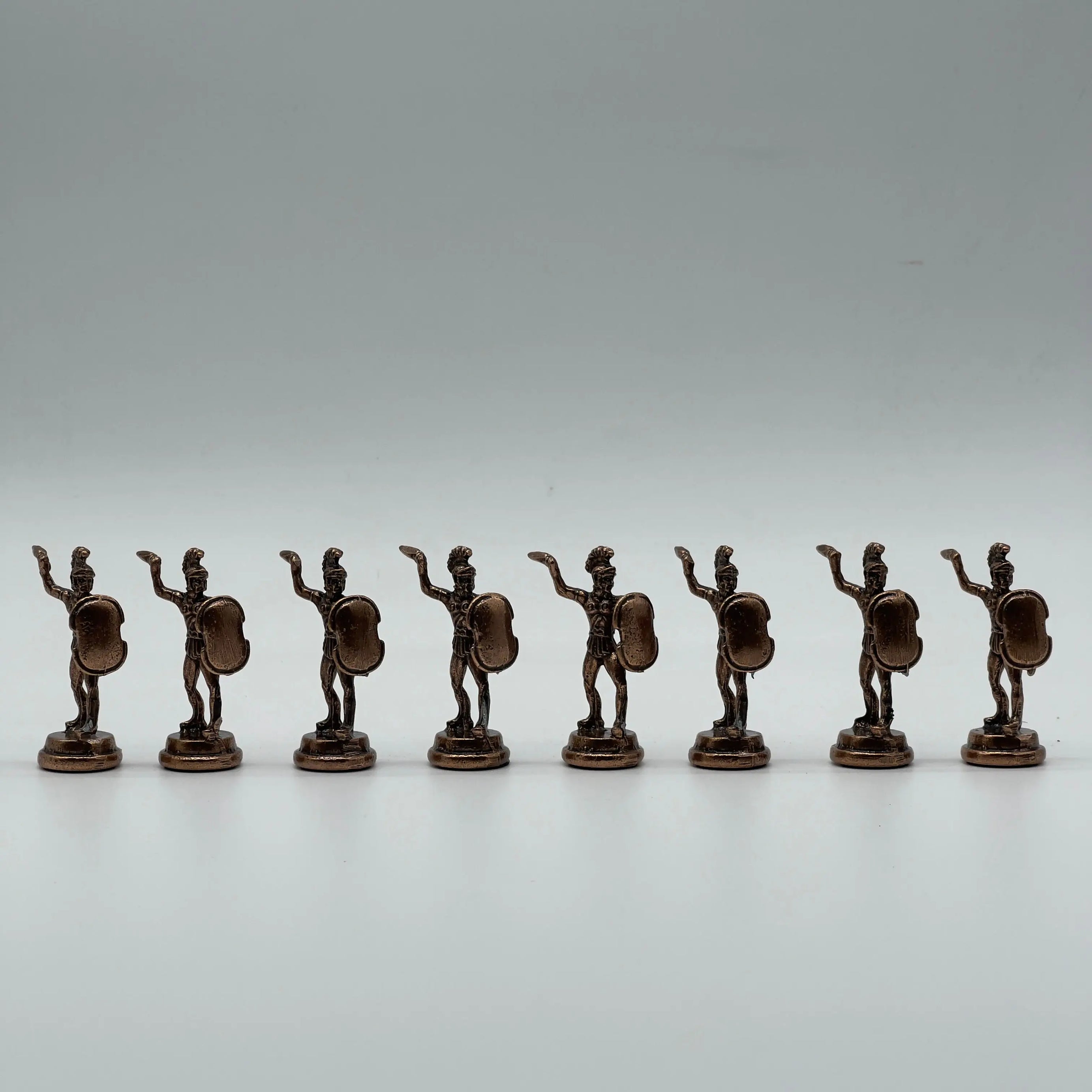Handmade Metal Large Chess Pieces, Copper Greek Large Metal Chess Pieces Set