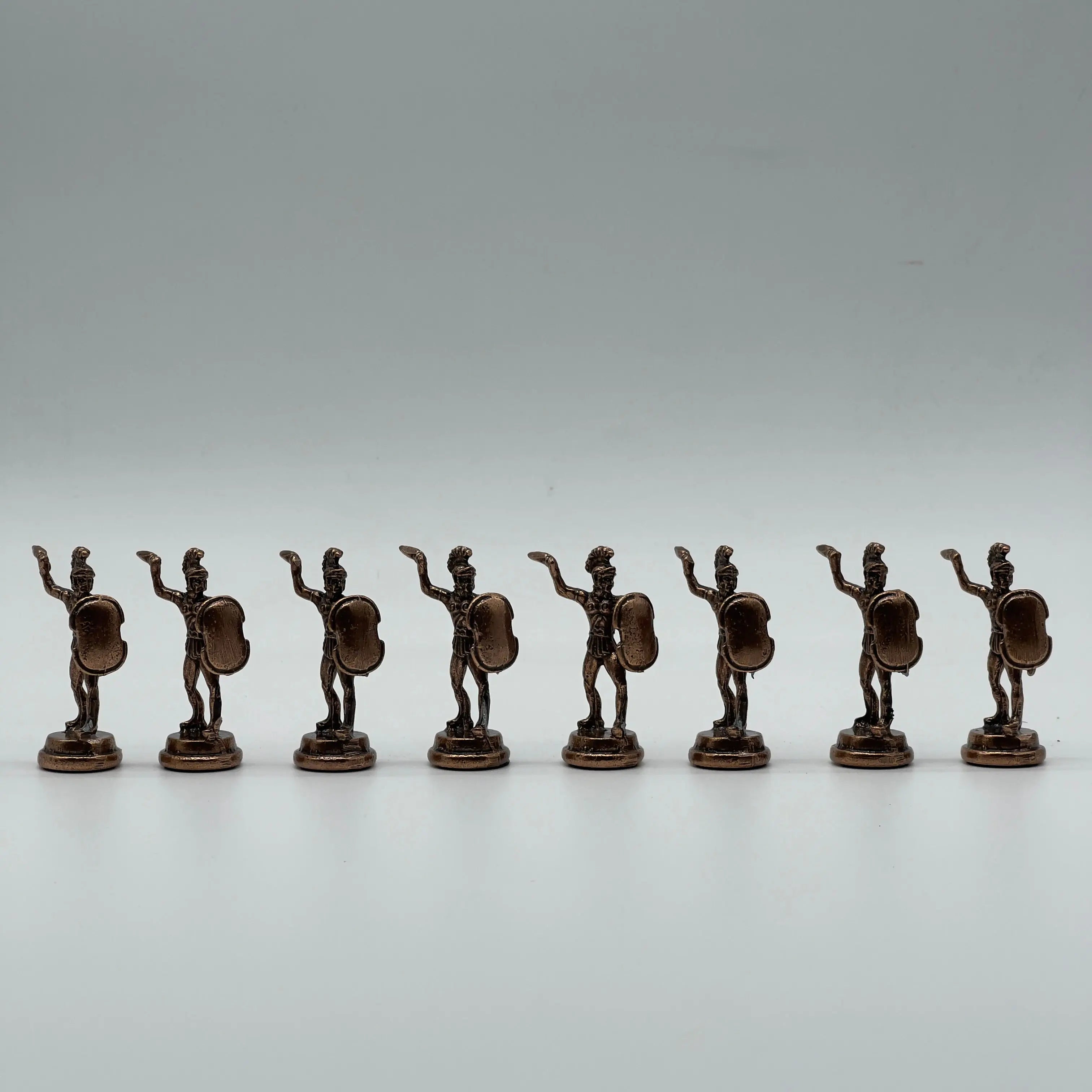 Handmade Metal Large Chess Pieces, Copper Greek Large Metal Chess Pieces Set