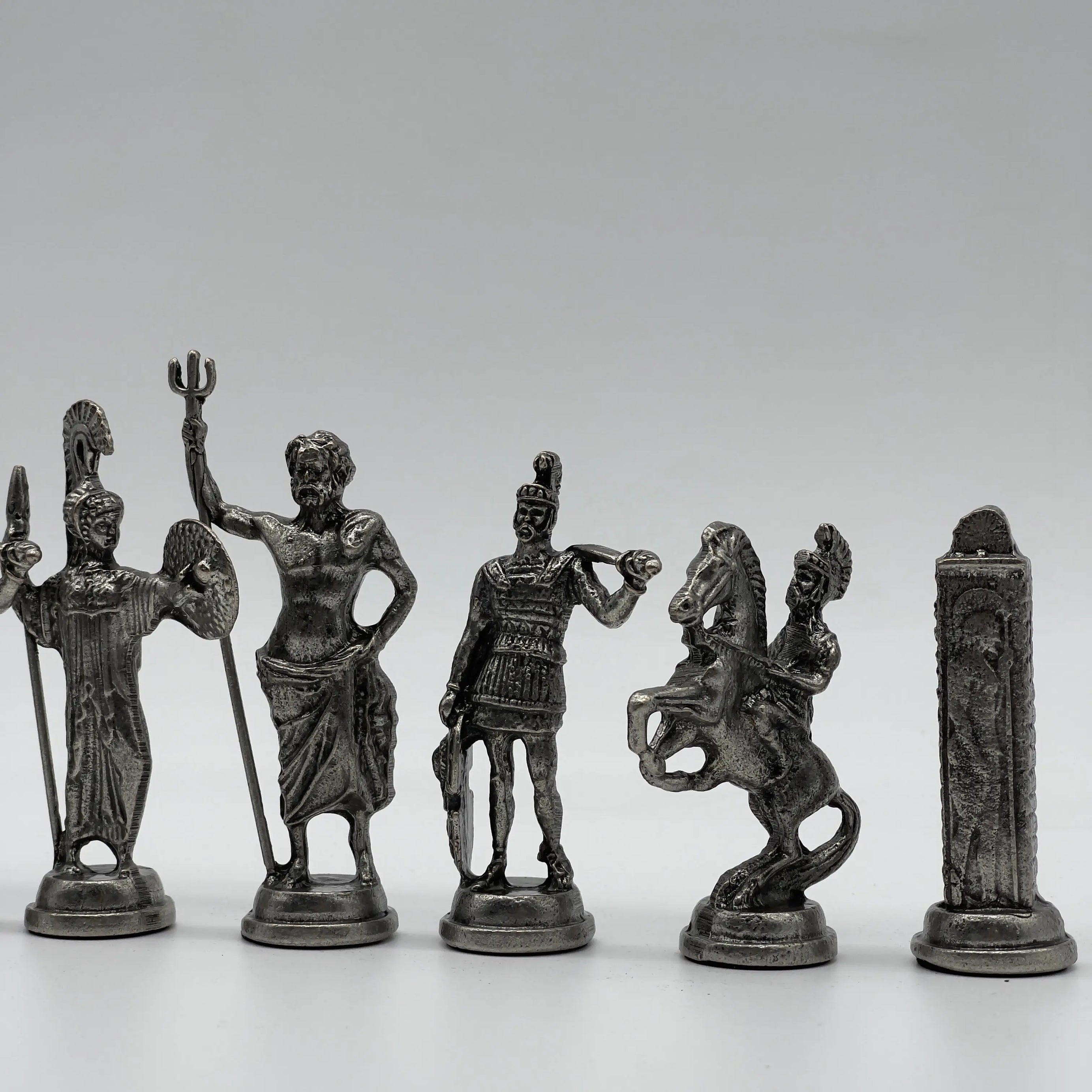 Handmade Metal Large Chess Pieces, Copper Greek Large Metal Chess Pieces Set