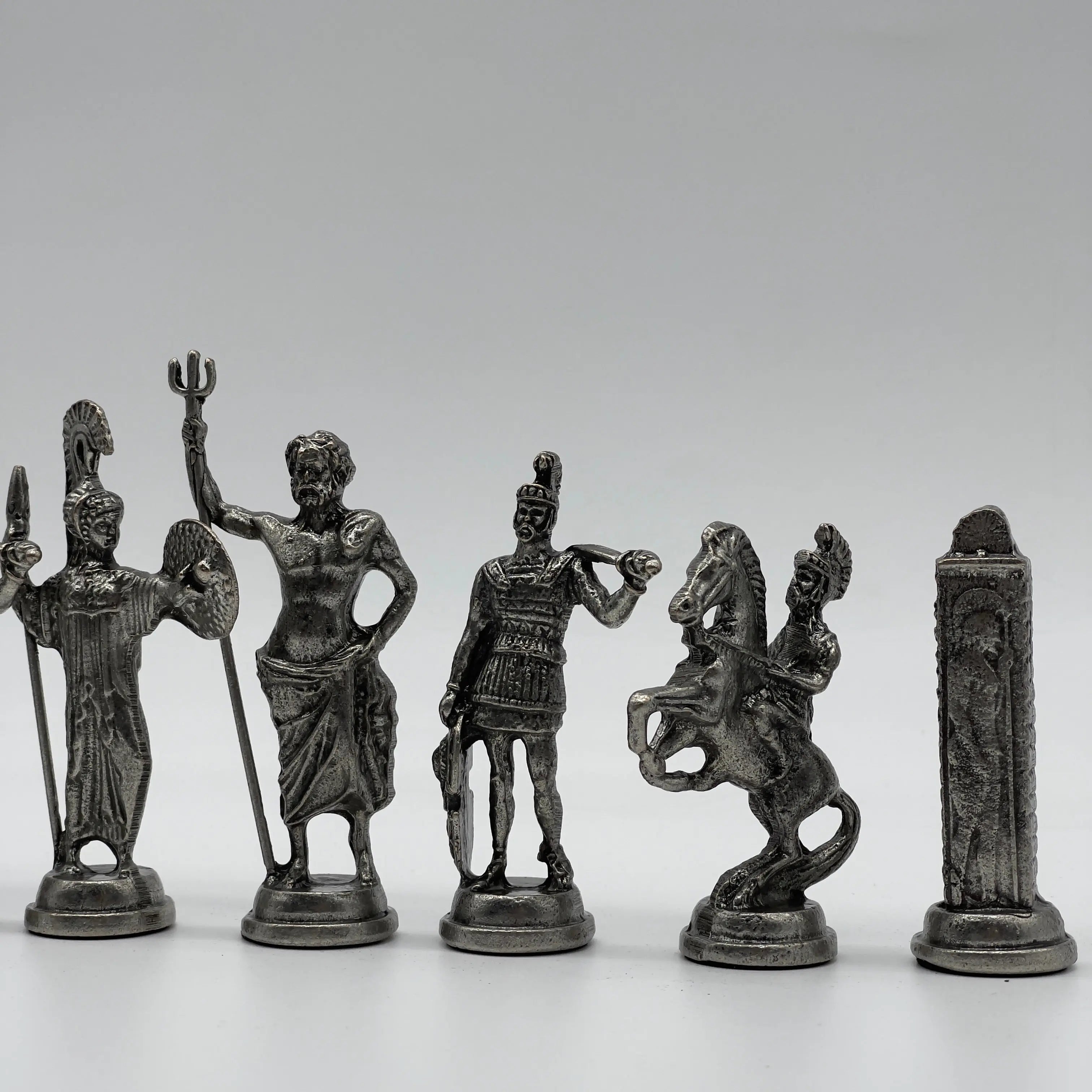 Handmade Metal Large Chess Pieces, Copper Greek Large Metal Chess Pieces Set