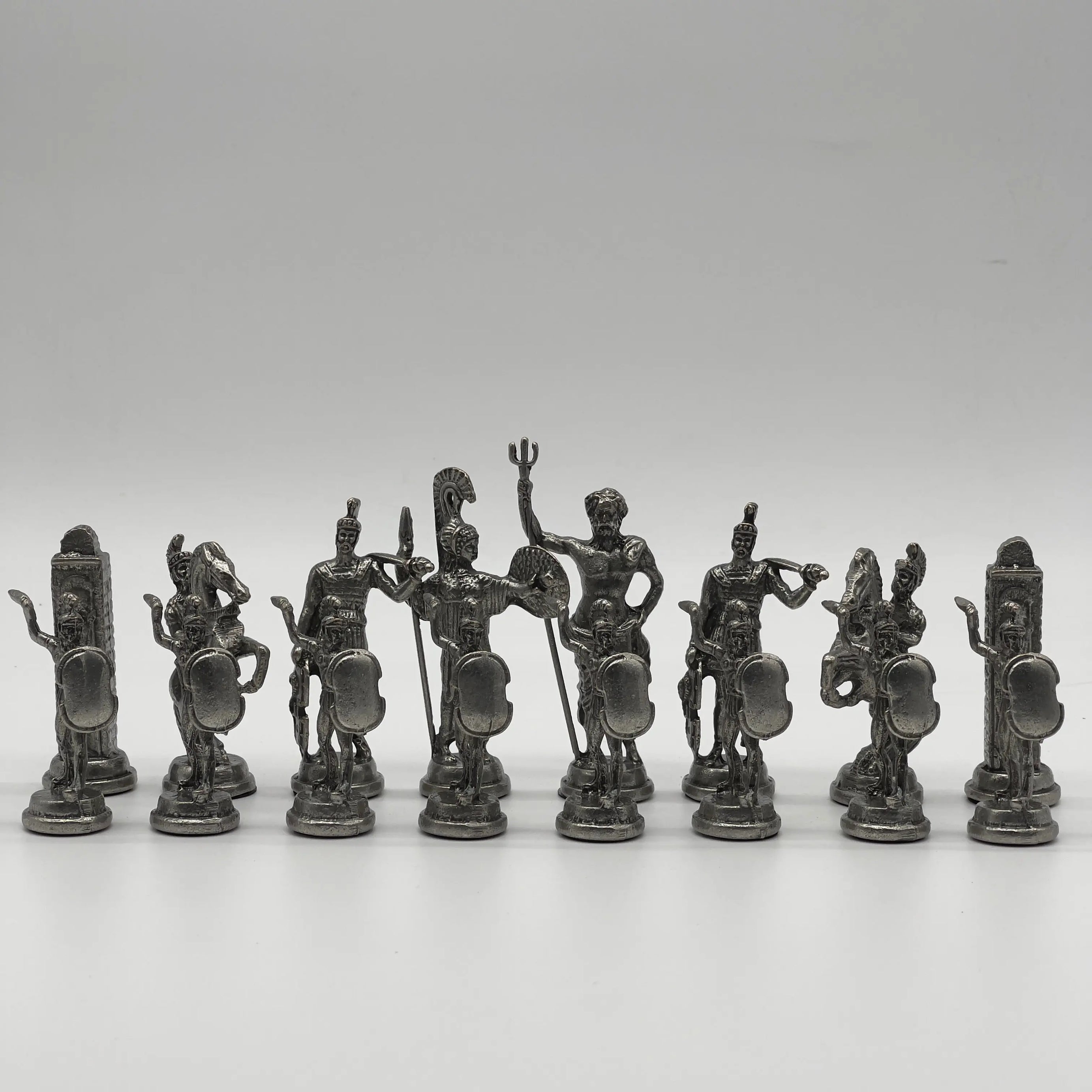 Handmade Metal Large Chess Pieces, Copper Greek Large Metal Chess Pieces Set