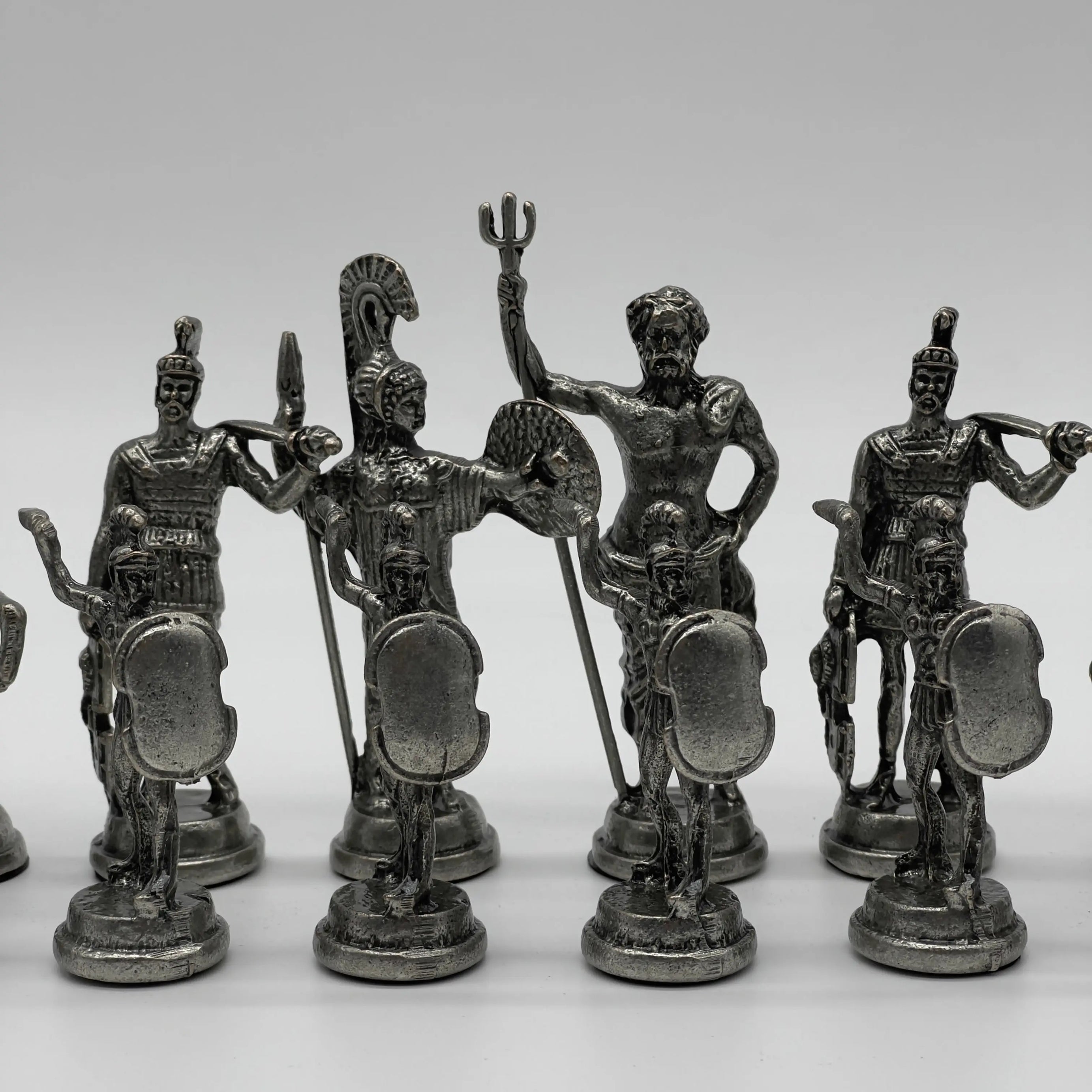 Handmade Metal Large Chess Pieces, Copper Greek Large Metal Chess Pieces Set