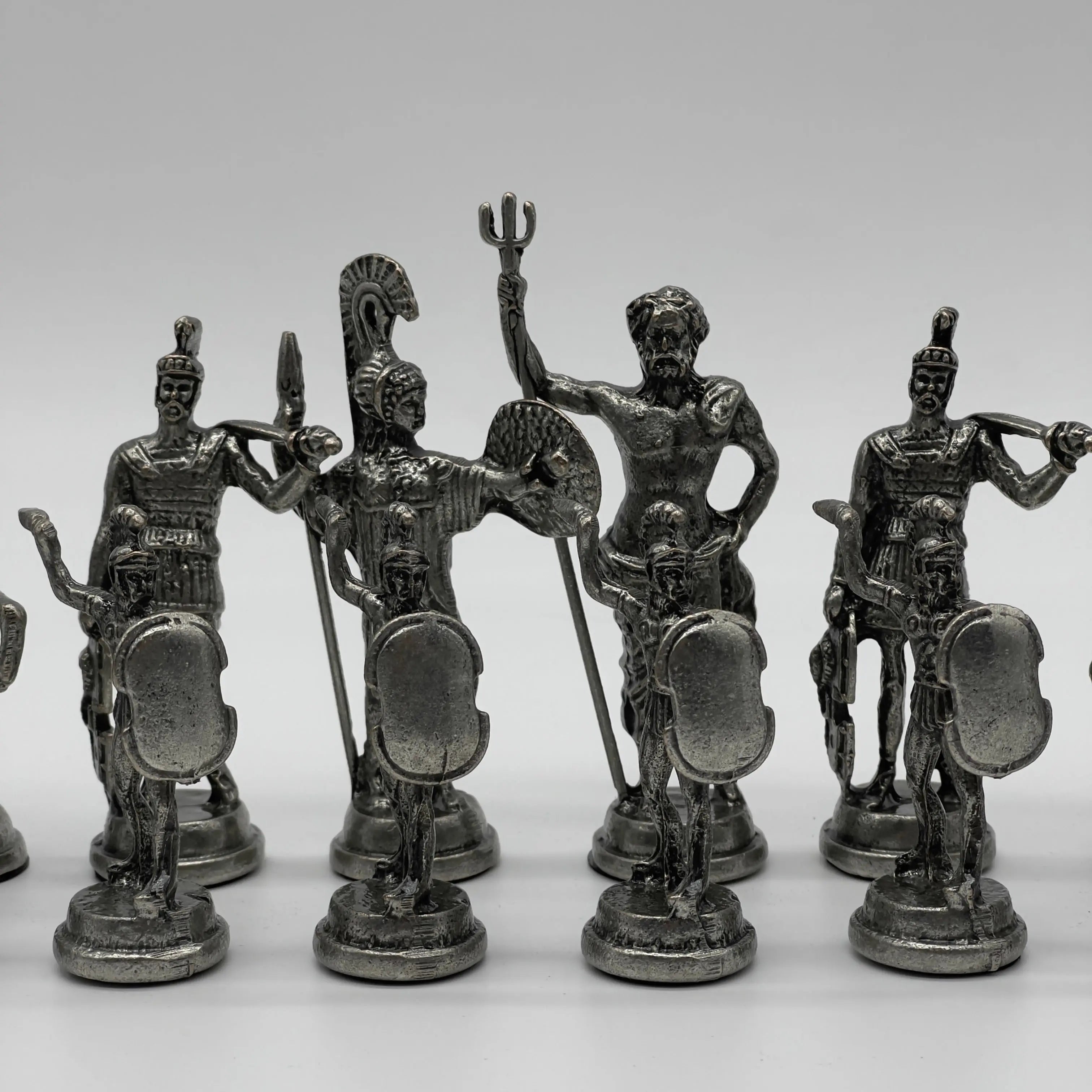 Handmade Metal Large Chess Pieces, Copper Greek Large Metal Chess Pieces Set
