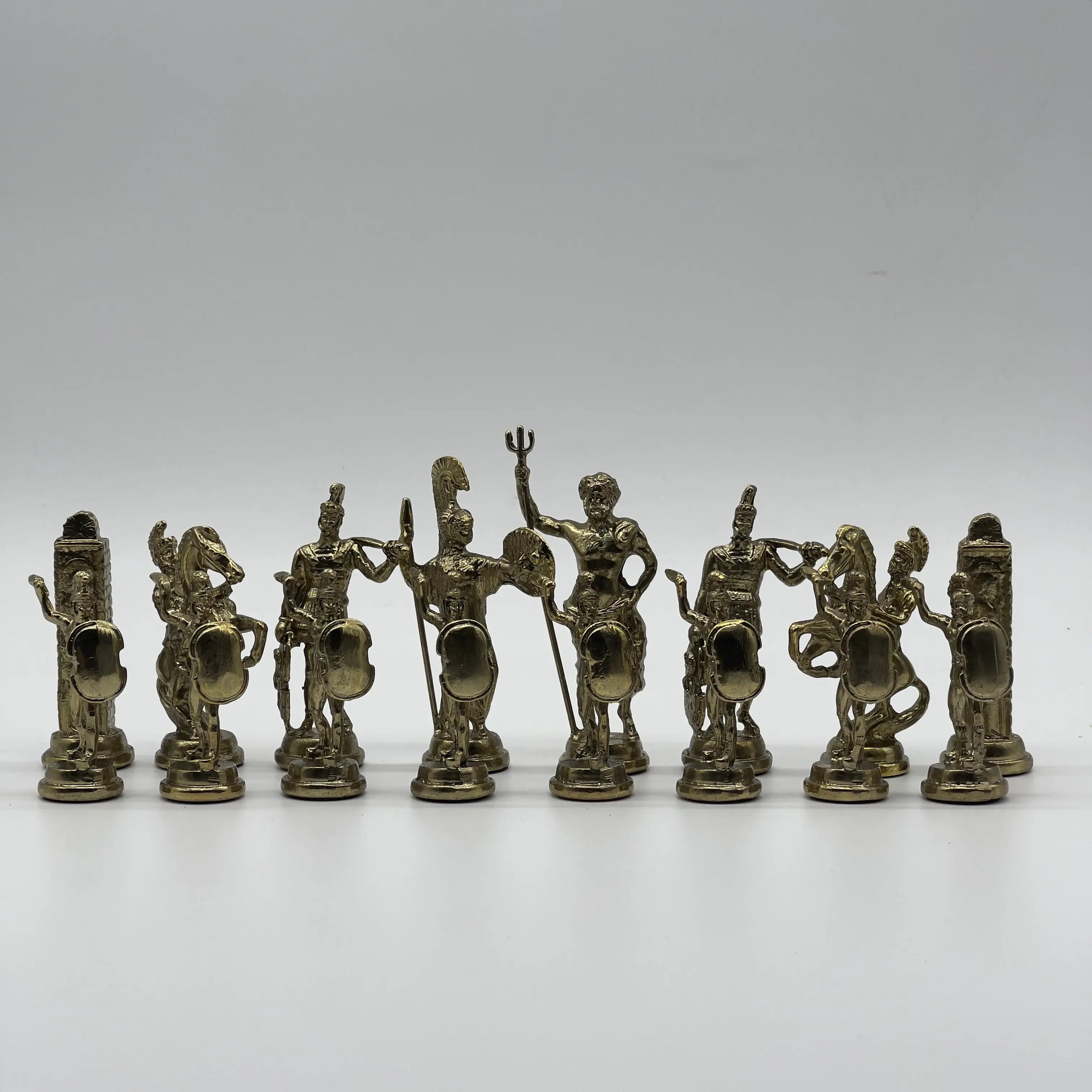 Handmade Metal Large Chess Pieces, Gold-Silver Greek Large Metal Chess Pieces