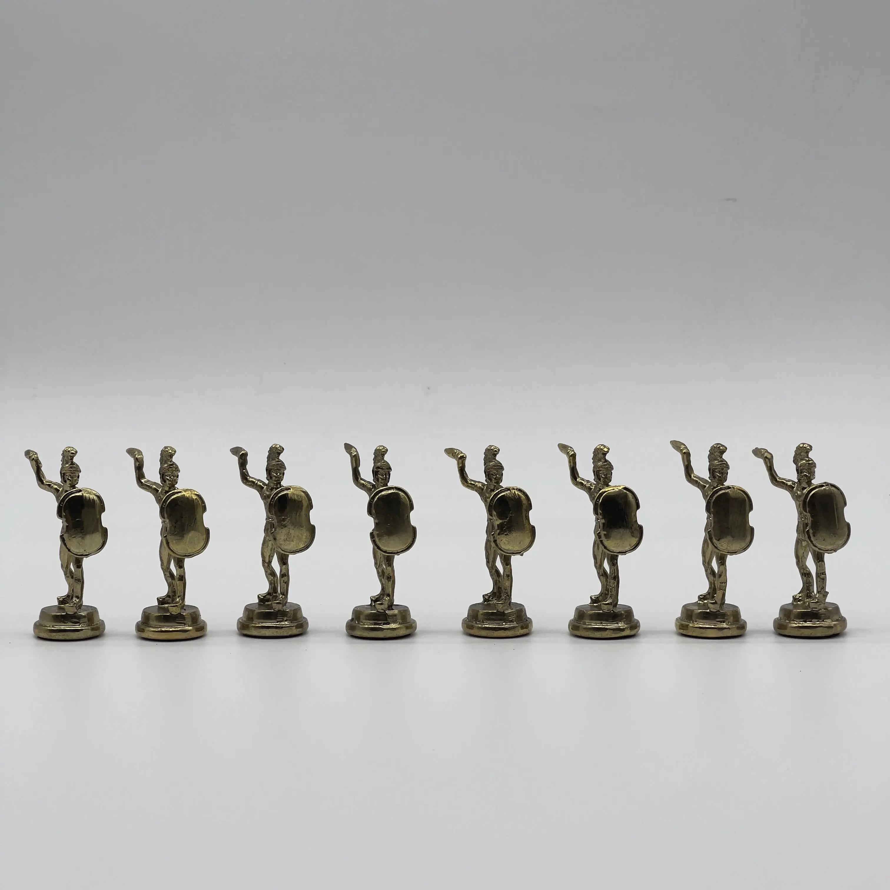 Handmade Metal Large Chess Pieces, Gold-Silver Greek Large Metal Chess Pieces