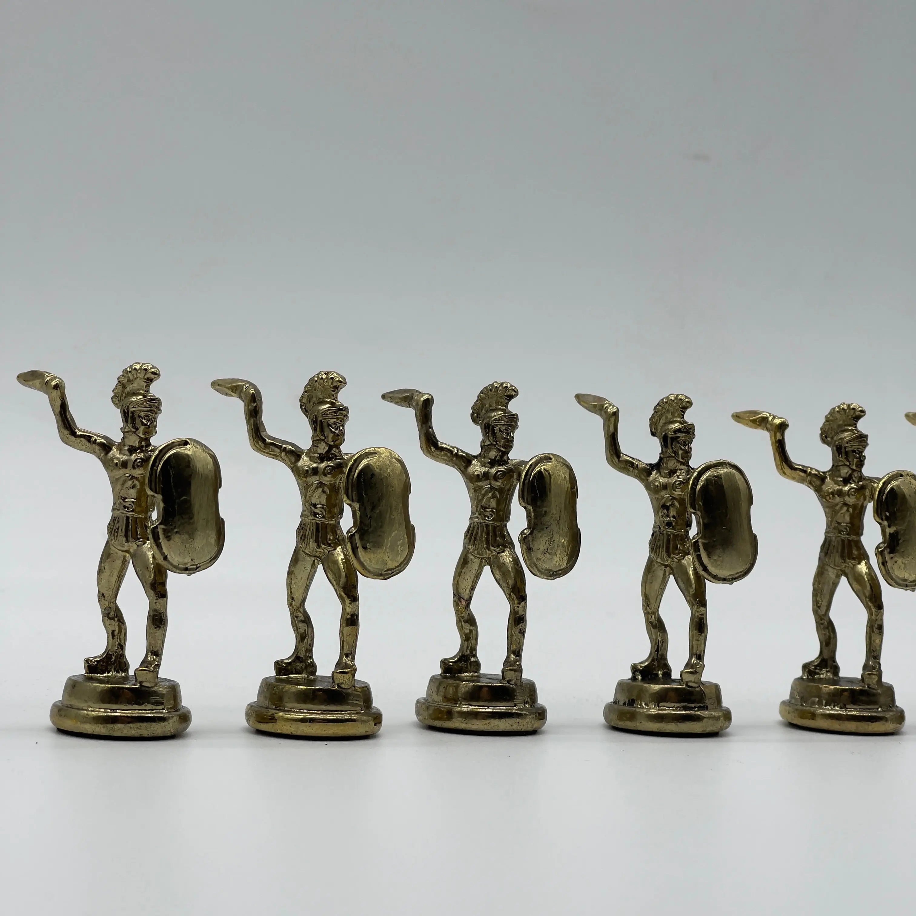 Handmade Metal Large Chess Pieces, Gold-Silver Greek Large Metal Chess Pieces