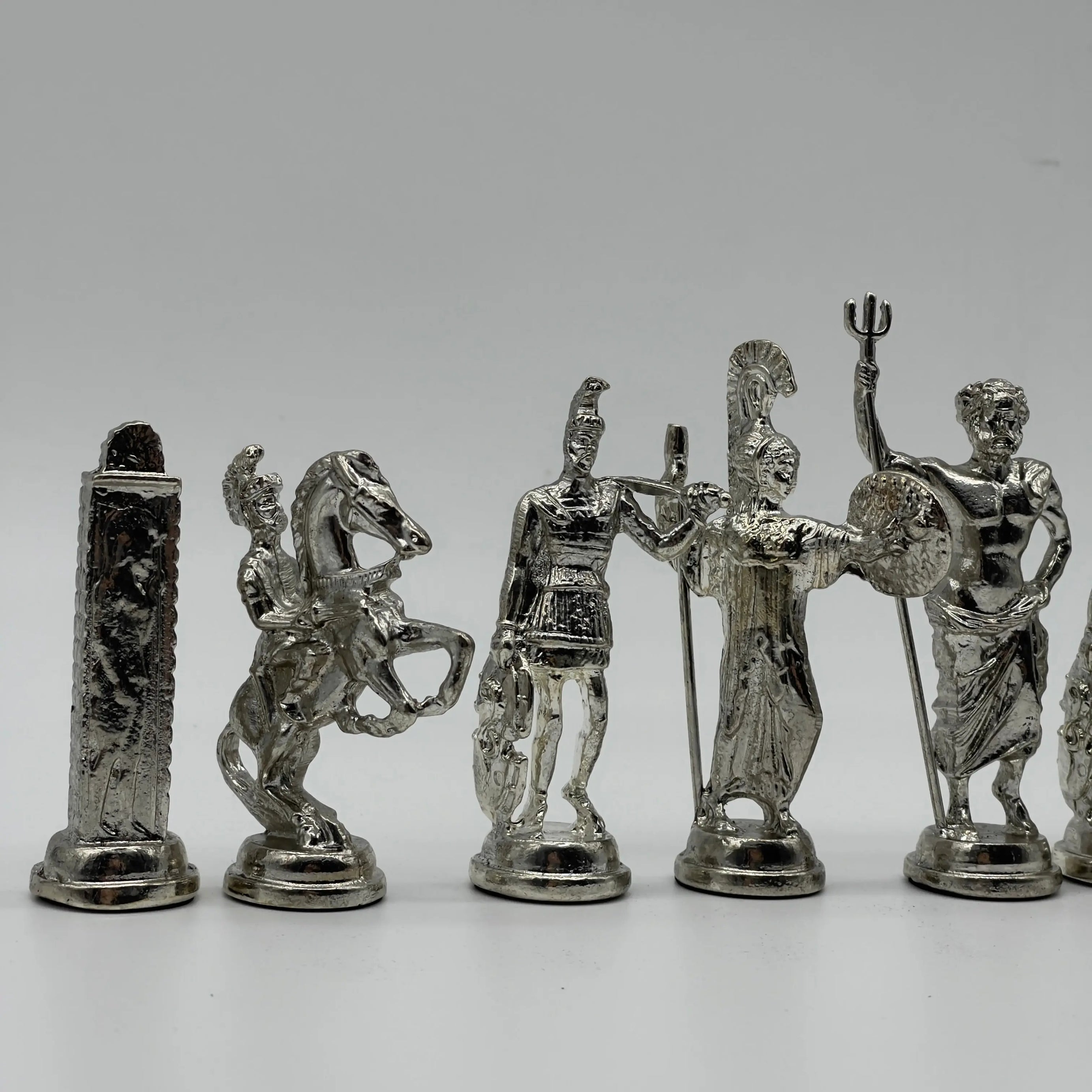 Handmade Metal Large Chess Pieces, Gold-Silver Greek Large Metal Chess Pieces