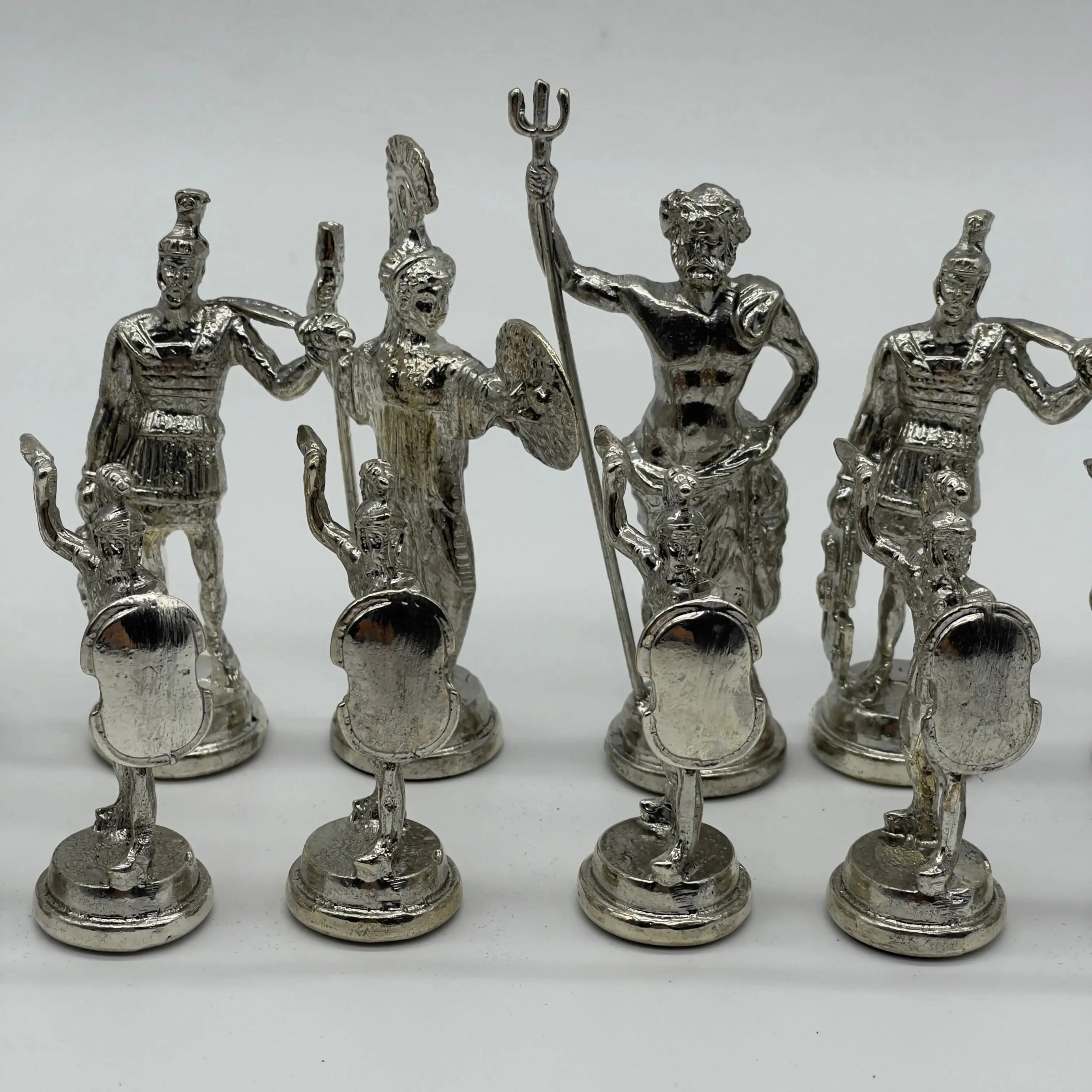 Handmade Metal Large Chess Pieces, Gold-Silver Greek Large Metal Chess Pieces