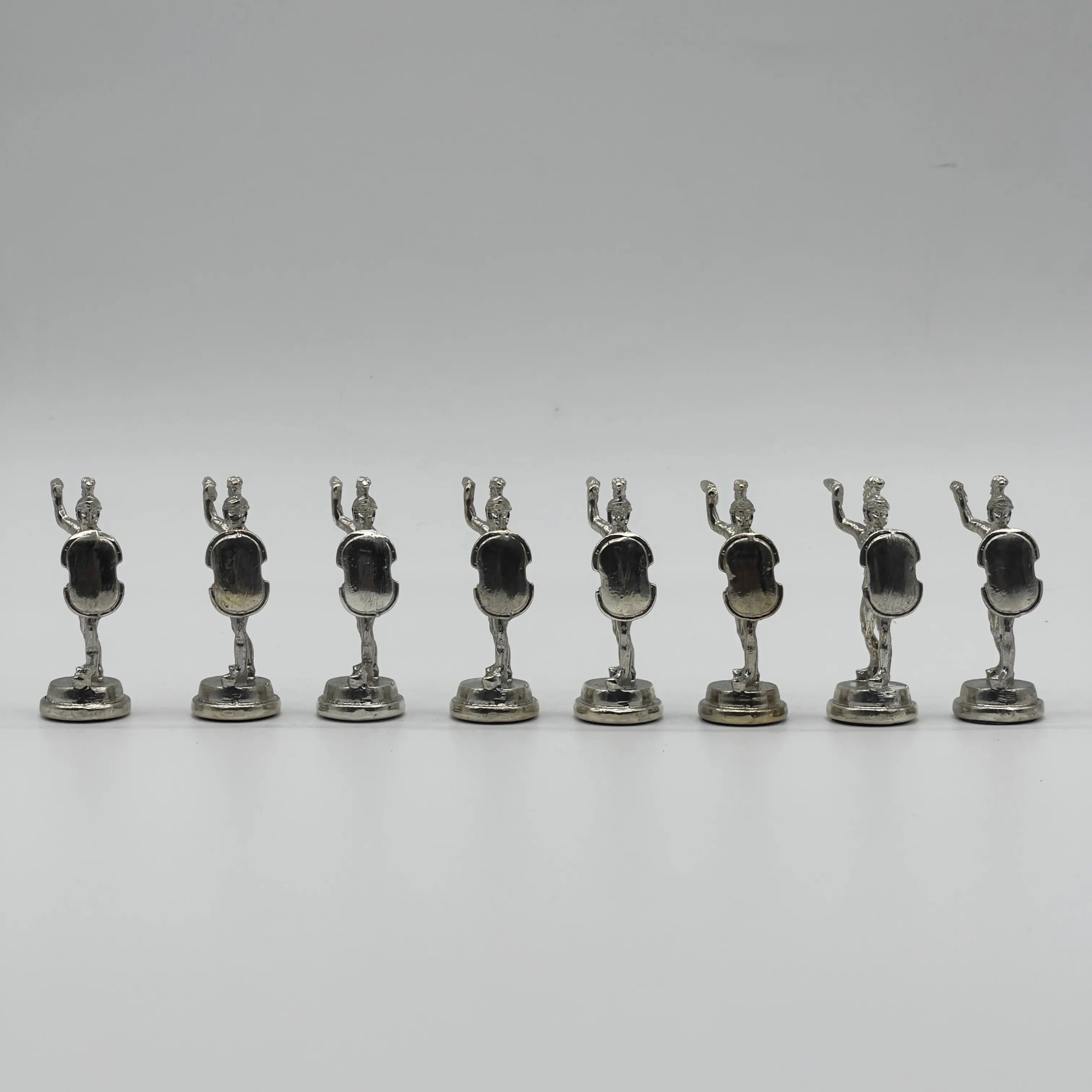 Handmade Metal Large Chess Pieces, Gold-Silver Greek Large Metal Chess Pieces