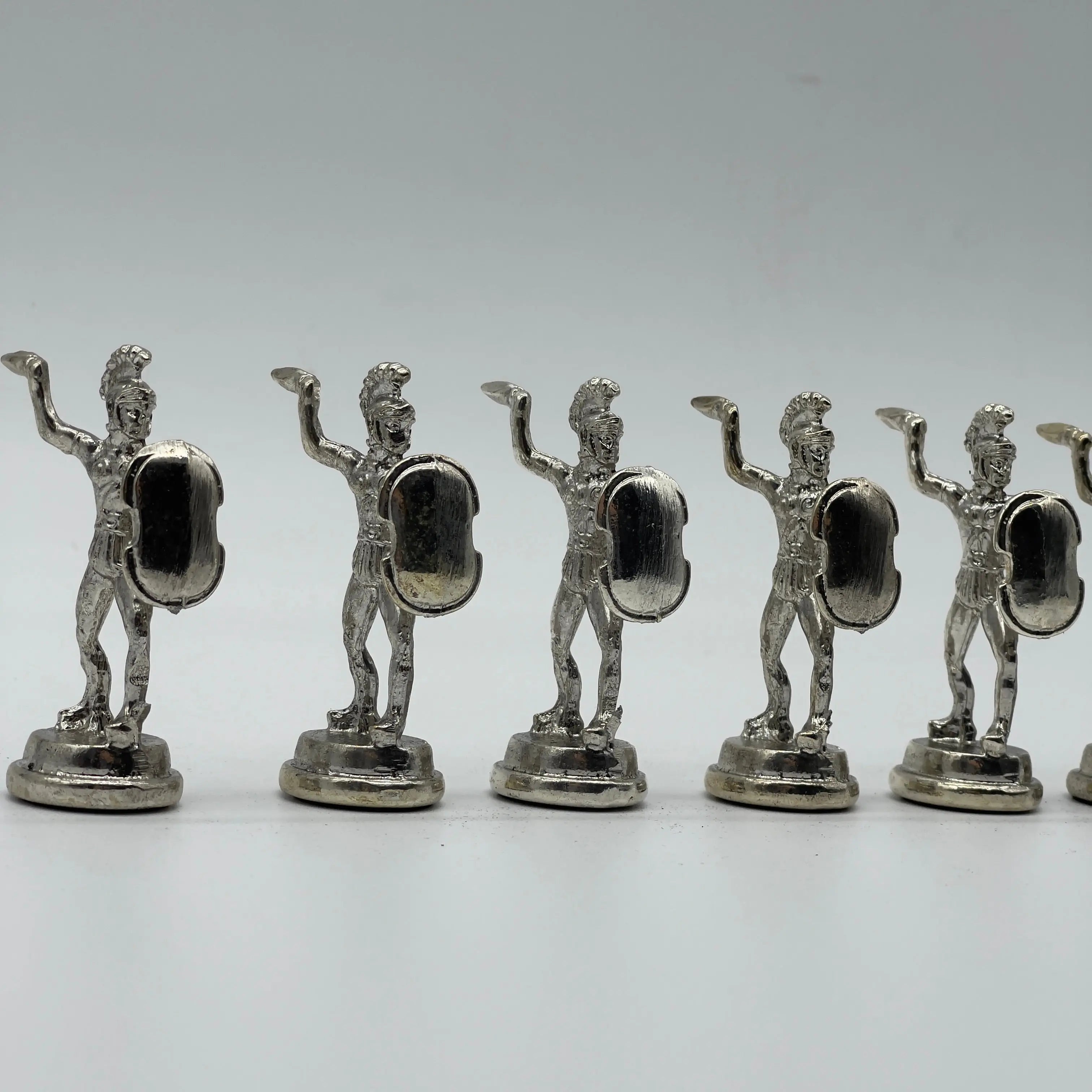 Handmade Metal Large Chess Pieces, Gold-Silver Greek Large Metal Chess Pieces