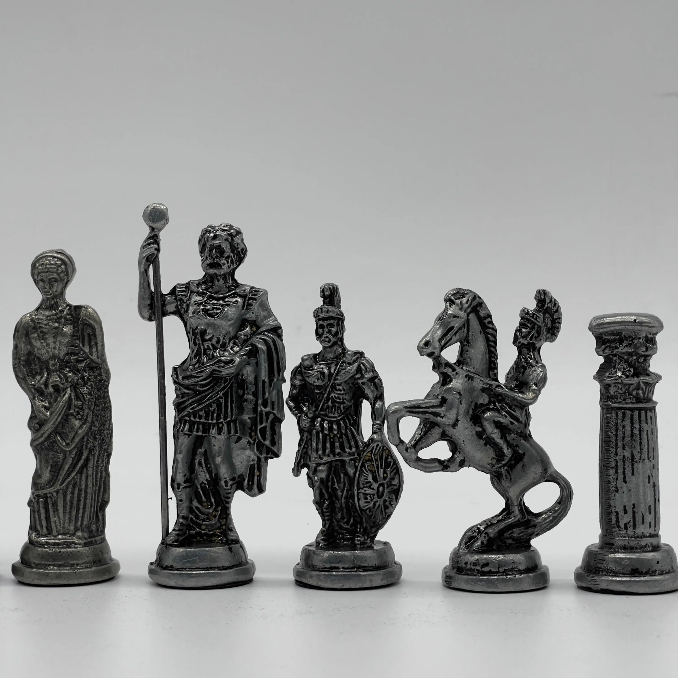 Handmade Metal Large Chess Pieces, Copper-Silver Romans Large Metal Chess Pieces