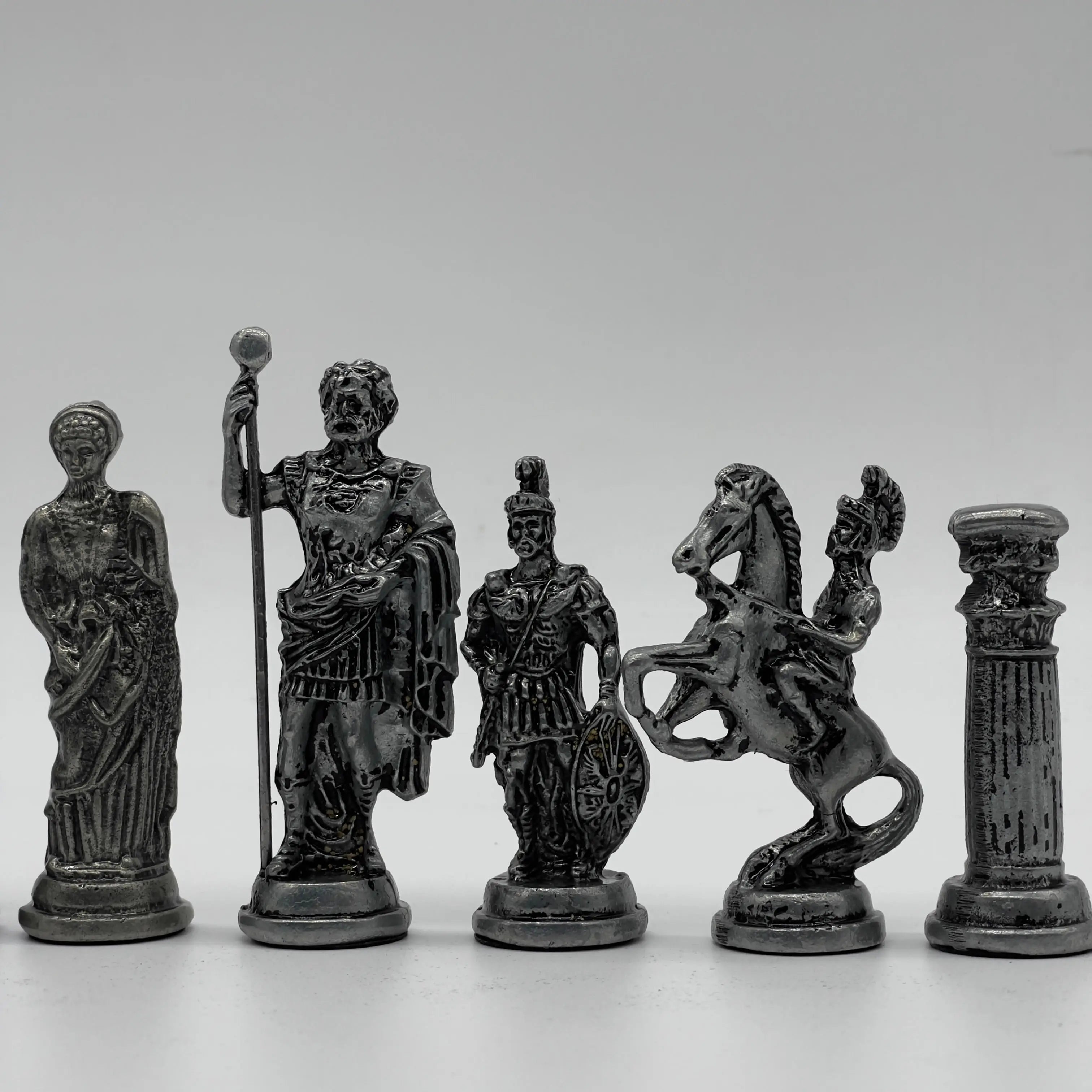 Handmade Metal Large Chess Pieces, Copper-Silver Romans Large Metal Chess Pieces