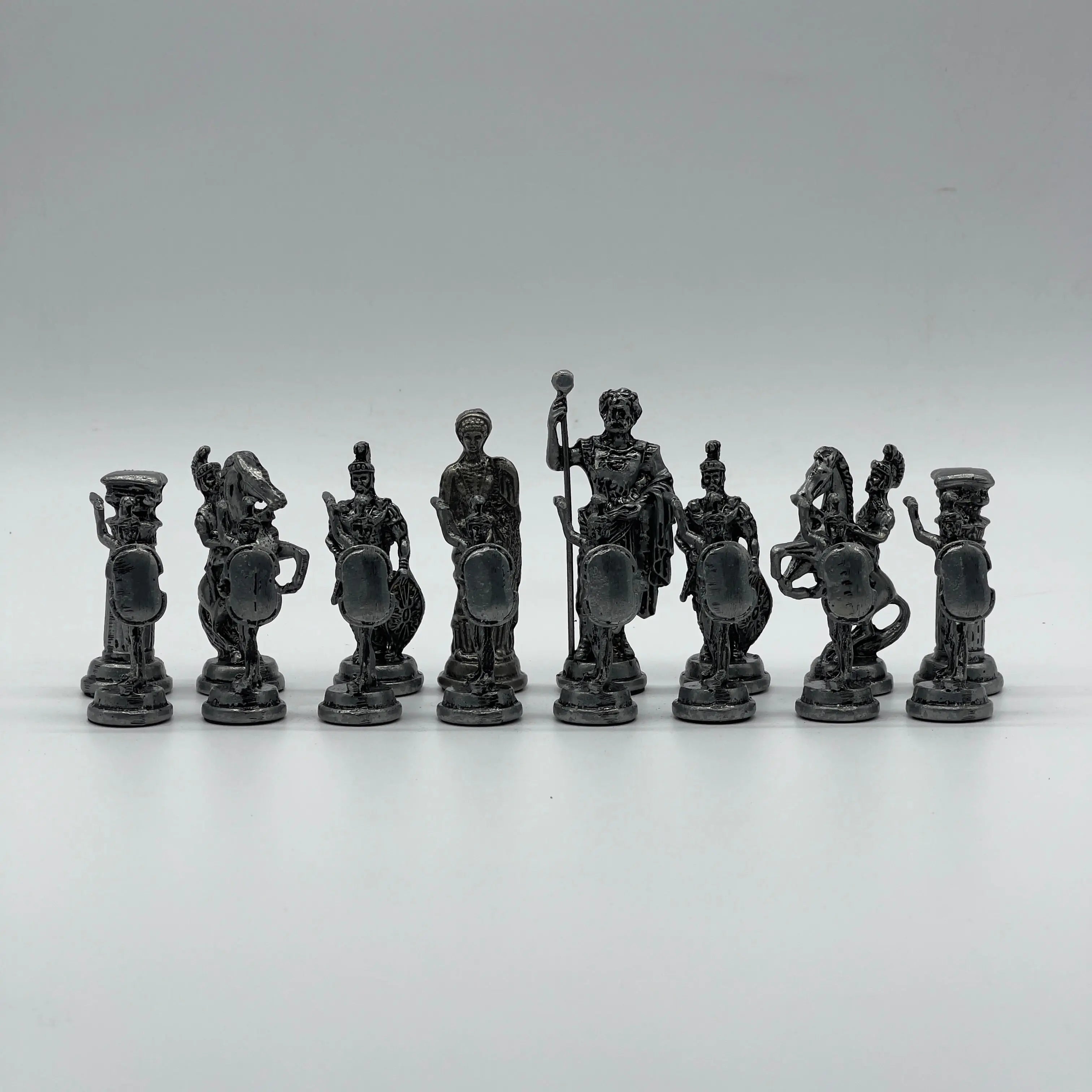 Handmade Metal Large Chess Pieces, Copper-Silver Romans Large Metal Chess Pieces