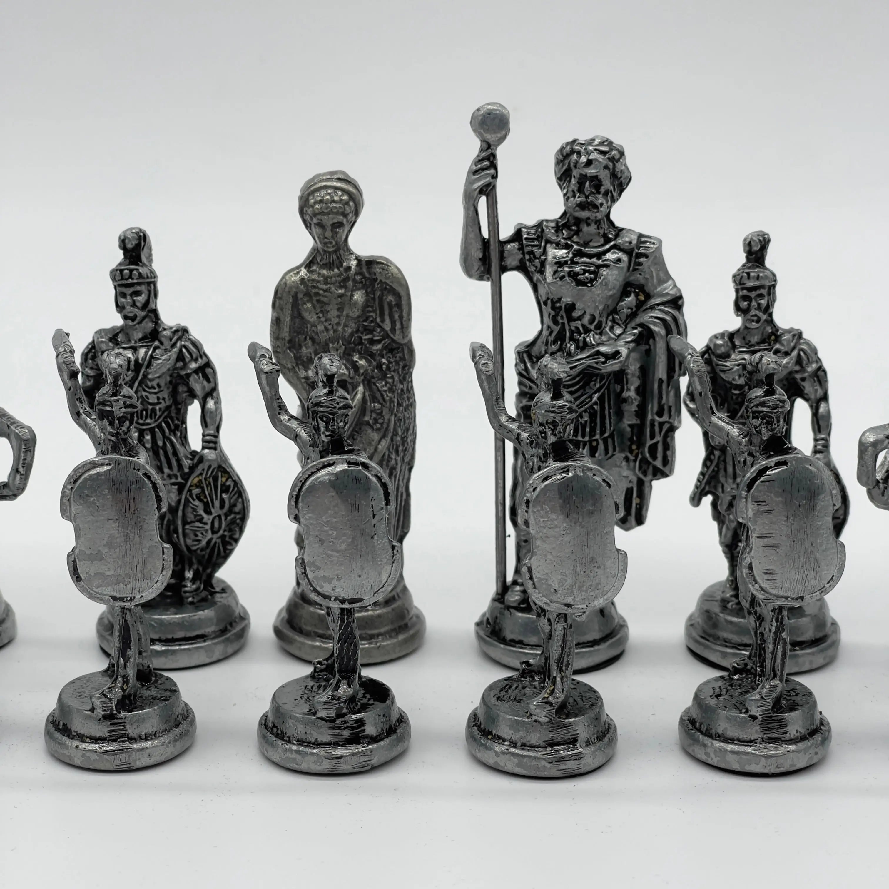 Handmade Metal Large Chess Pieces, Copper-Silver Romans Large Metal Chess Pieces