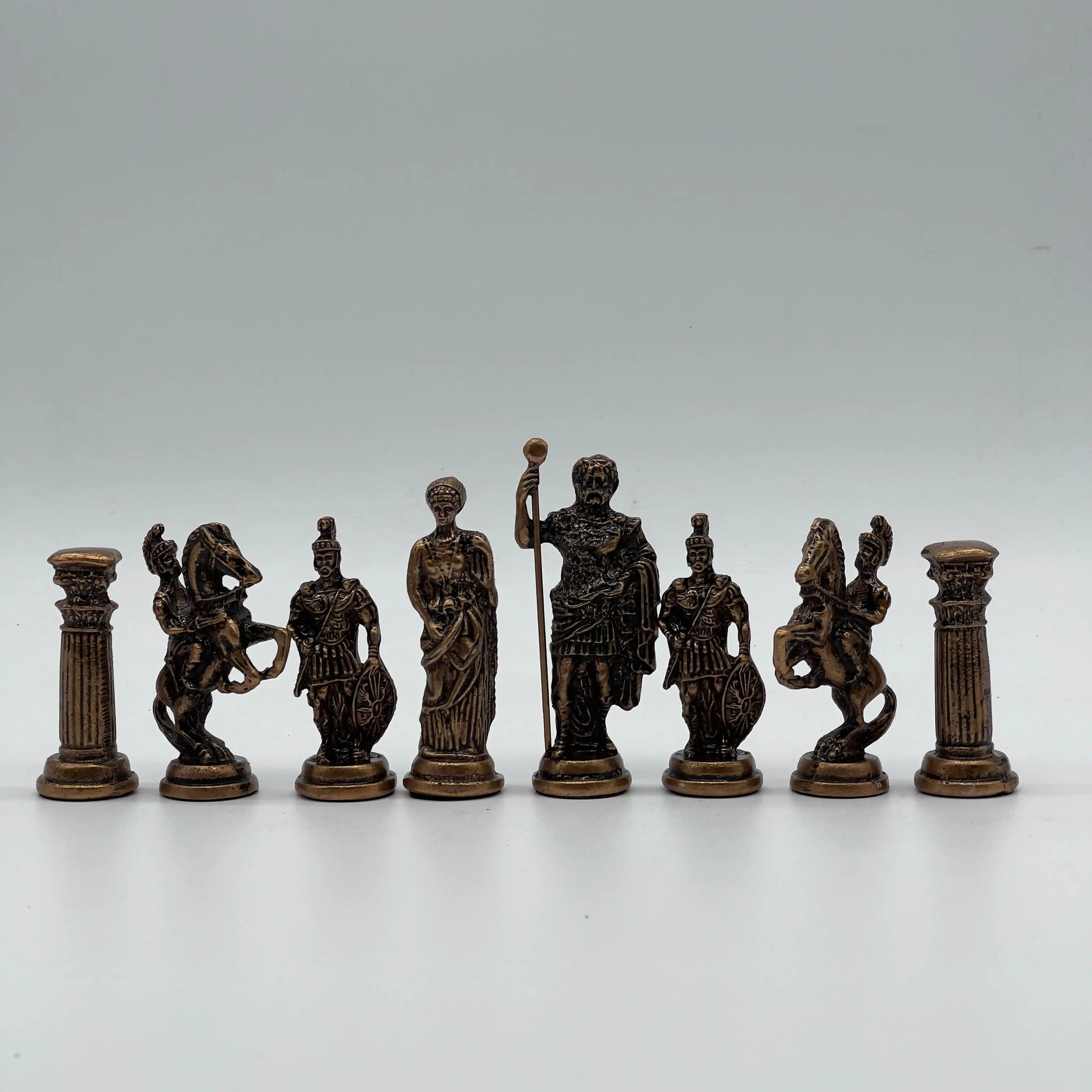 Handmade Metal Large Chess Pieces, Copper-Silver Romans Large Metal Chess Pieces