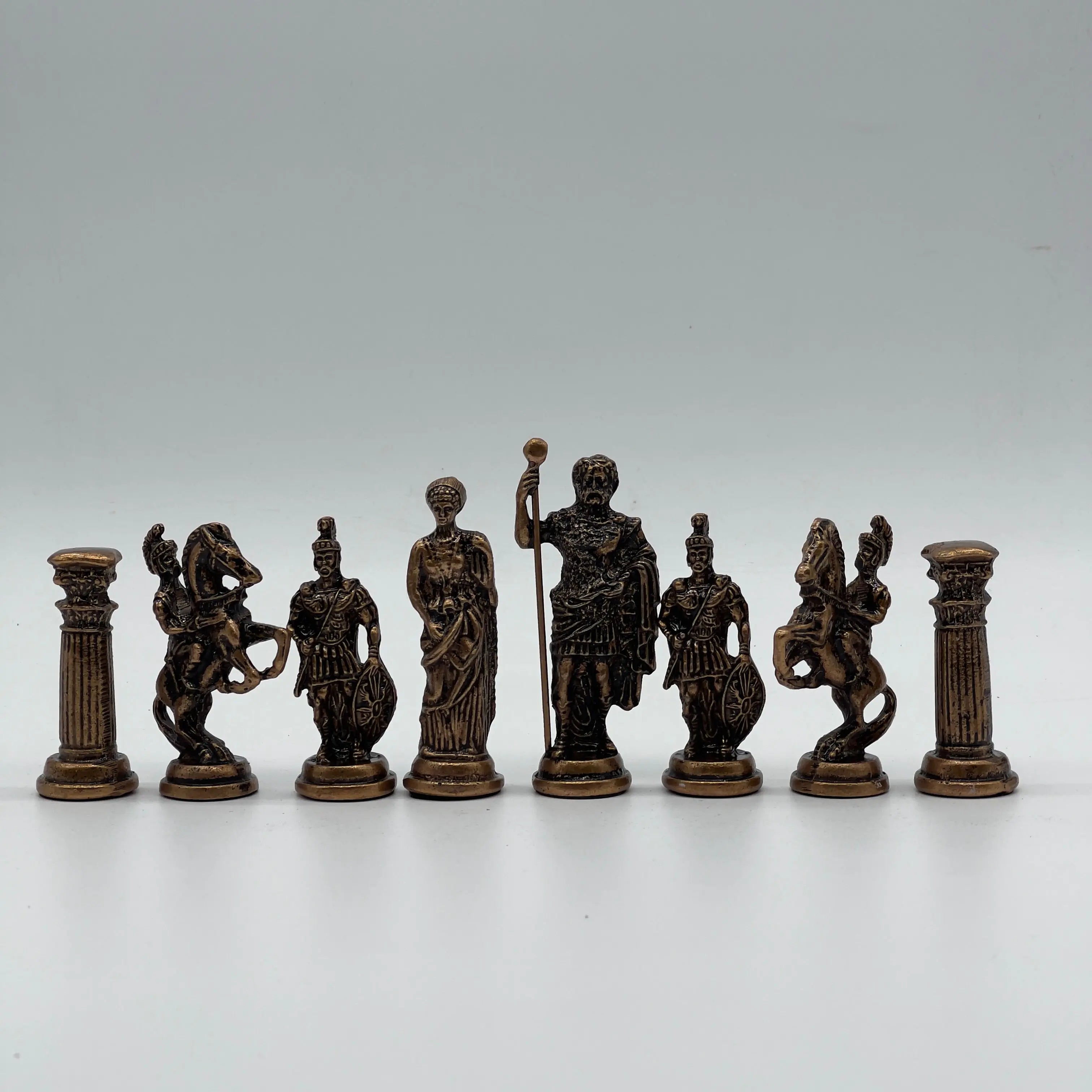 Handmade Metal Large Chess Pieces, Copper-Silver Romans Large Metal Chess Pieces