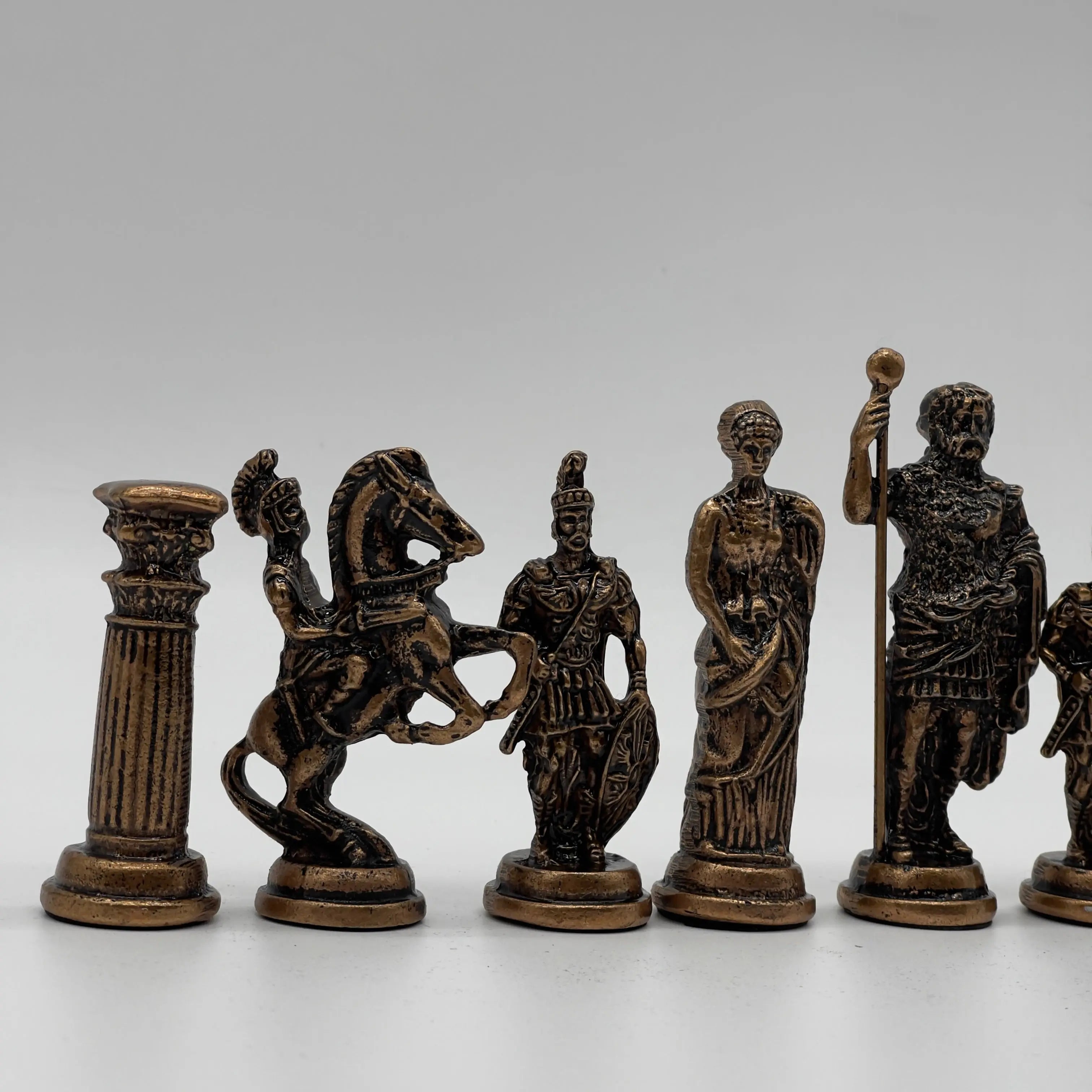 Handmade Metal Large Chess Pieces, Copper-Silver Romans Large Metal Chess Pieces
