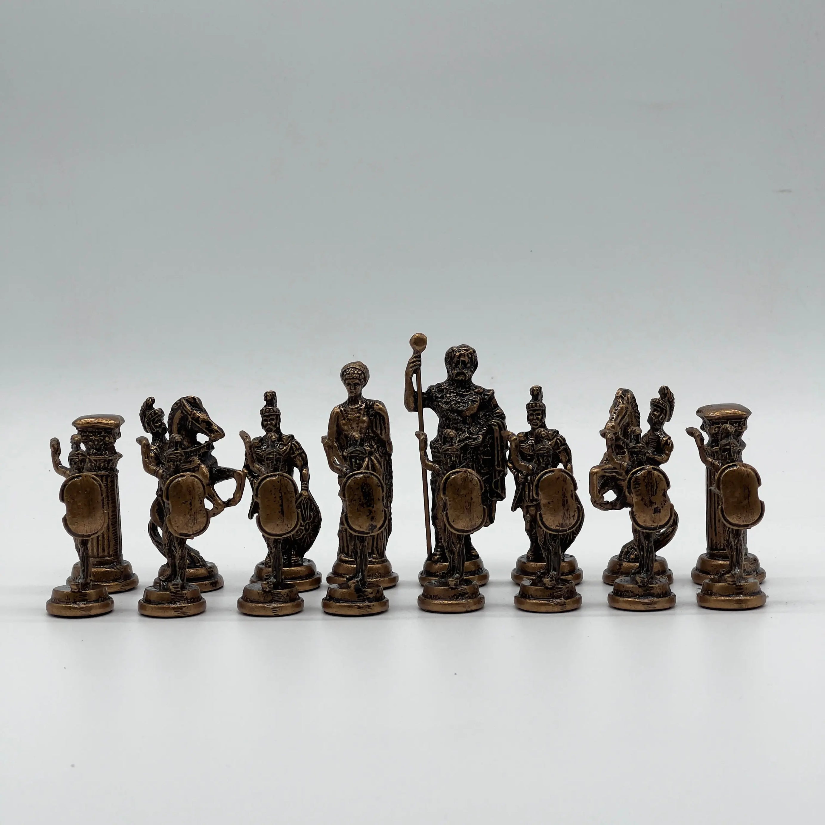 Handmade Metal Large Chess Pieces, Copper-Silver Romans Large Metal Chess Pieces