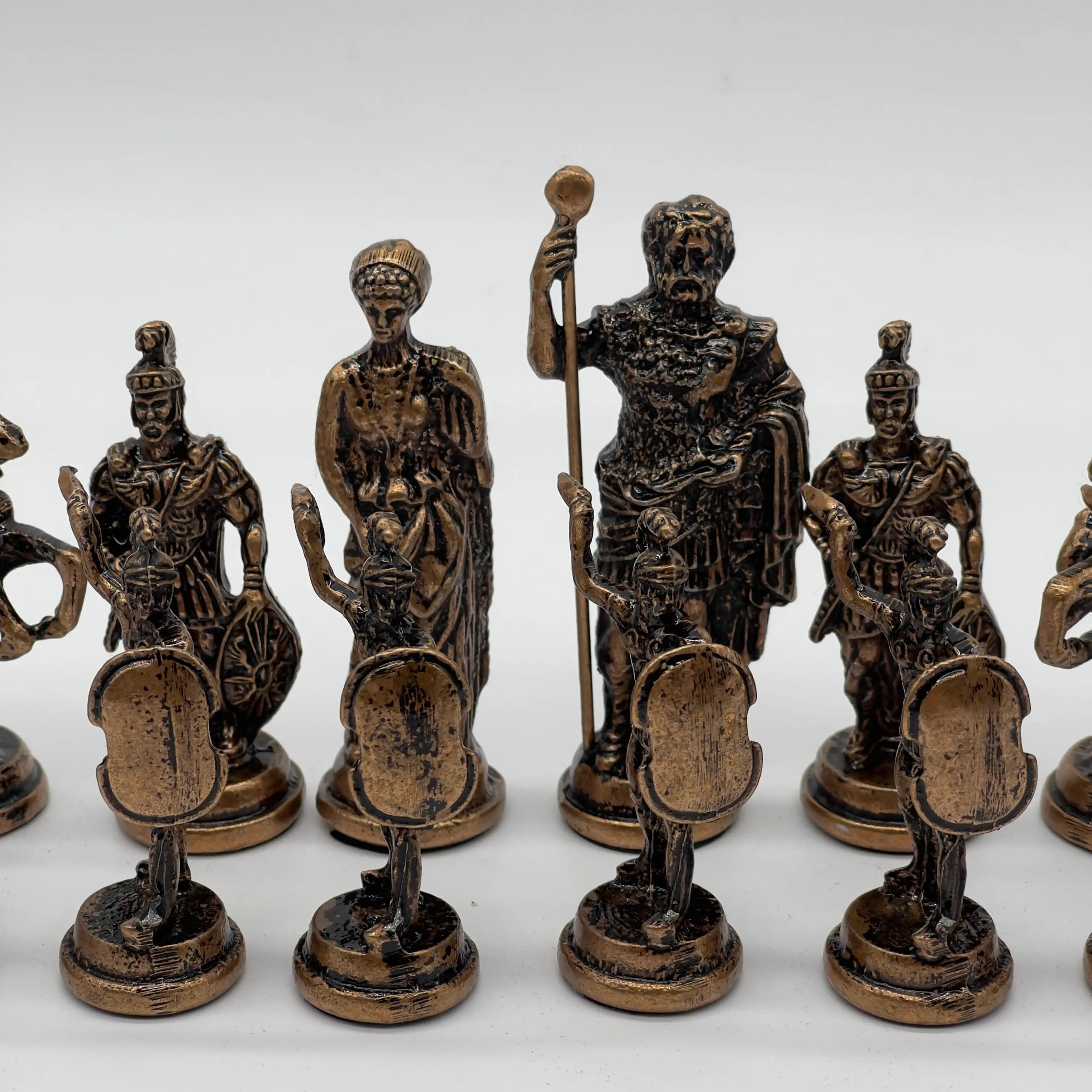 Handmade Metal Large Chess Pieces, Copper-Silver Romans Large Metal Chess Pieces