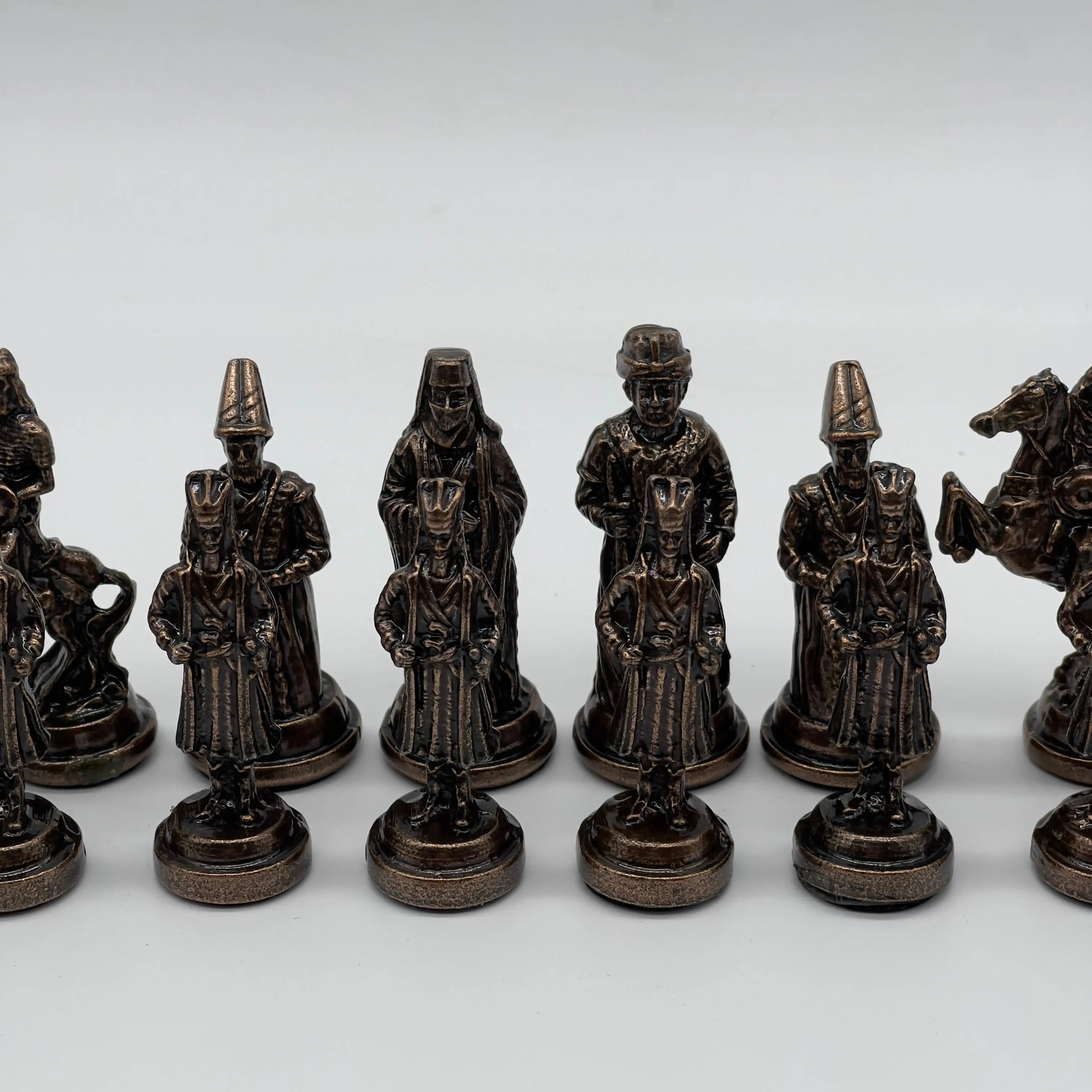 Handmade Metal Chess Pieces, Ottomans vs British Metal Chess Pieces Set