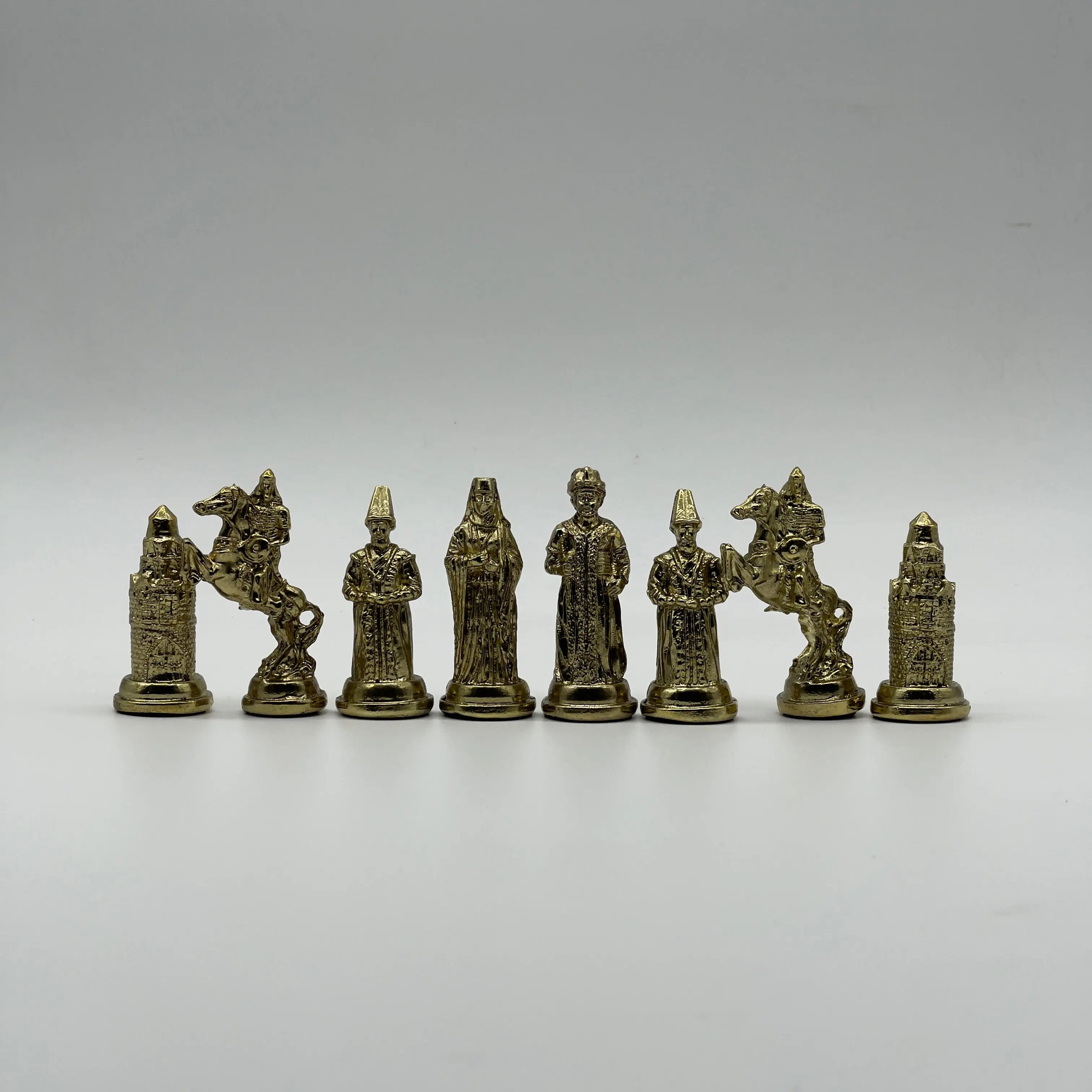 Handmade Metal Large Chess Pieces, Gold Ottomans Large Metal Chess Pieces