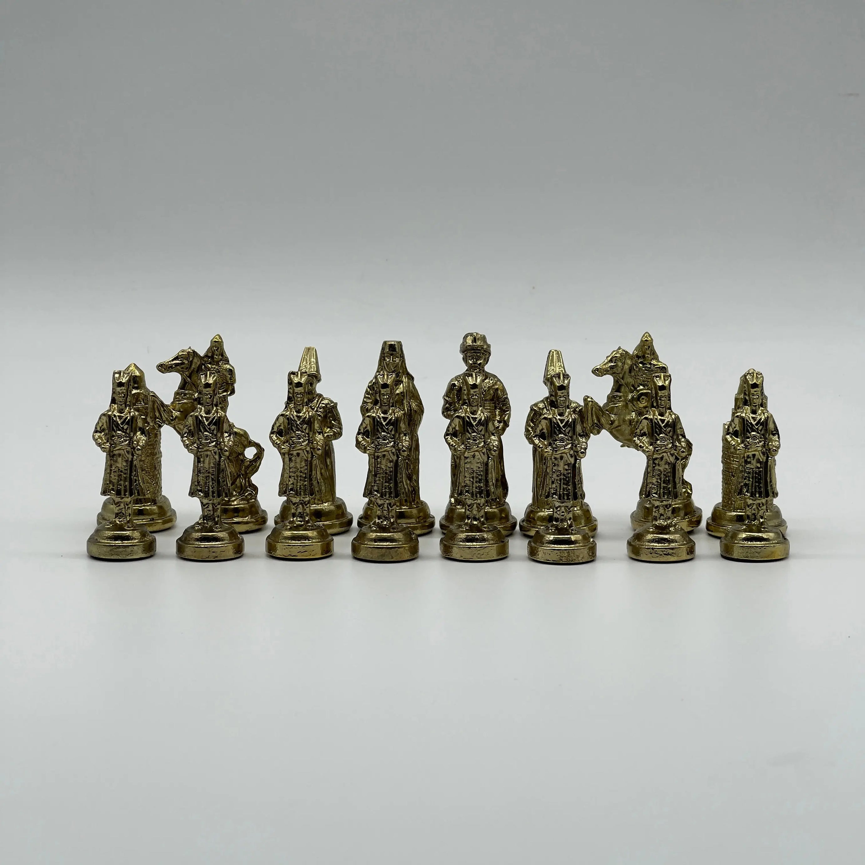 Handmade Metal Large Chess Pieces, Gold Ottomans Large Metal Chess Pieces