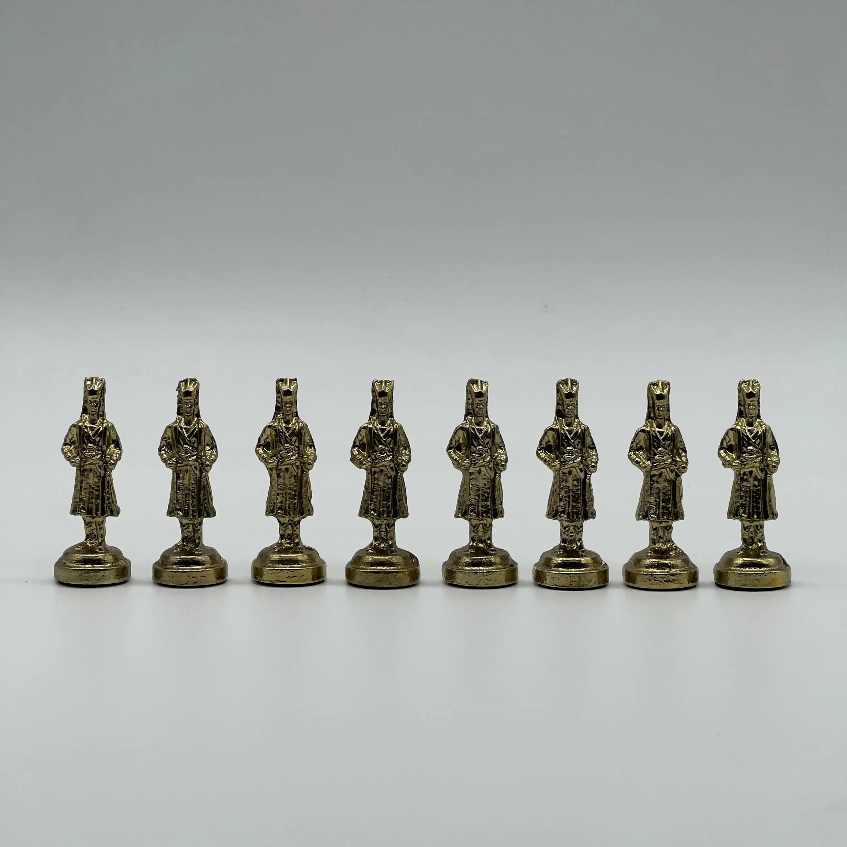 Handmade Metal Large Chess Pieces, Gold Ottomans Large Metal Chess Pieces