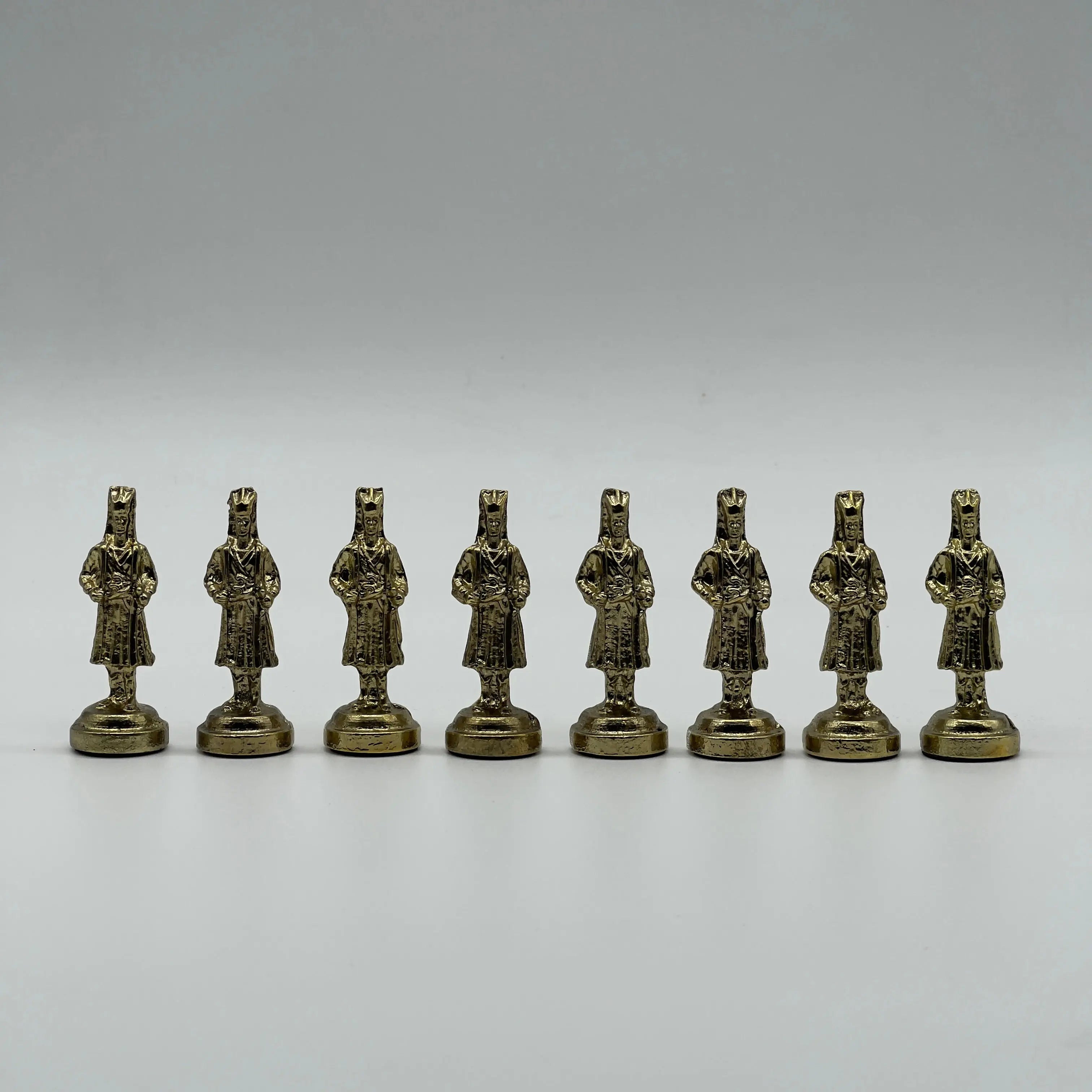 Handmade Metal Large Chess Pieces, Gold Ottomans Large Metal Chess Pieces