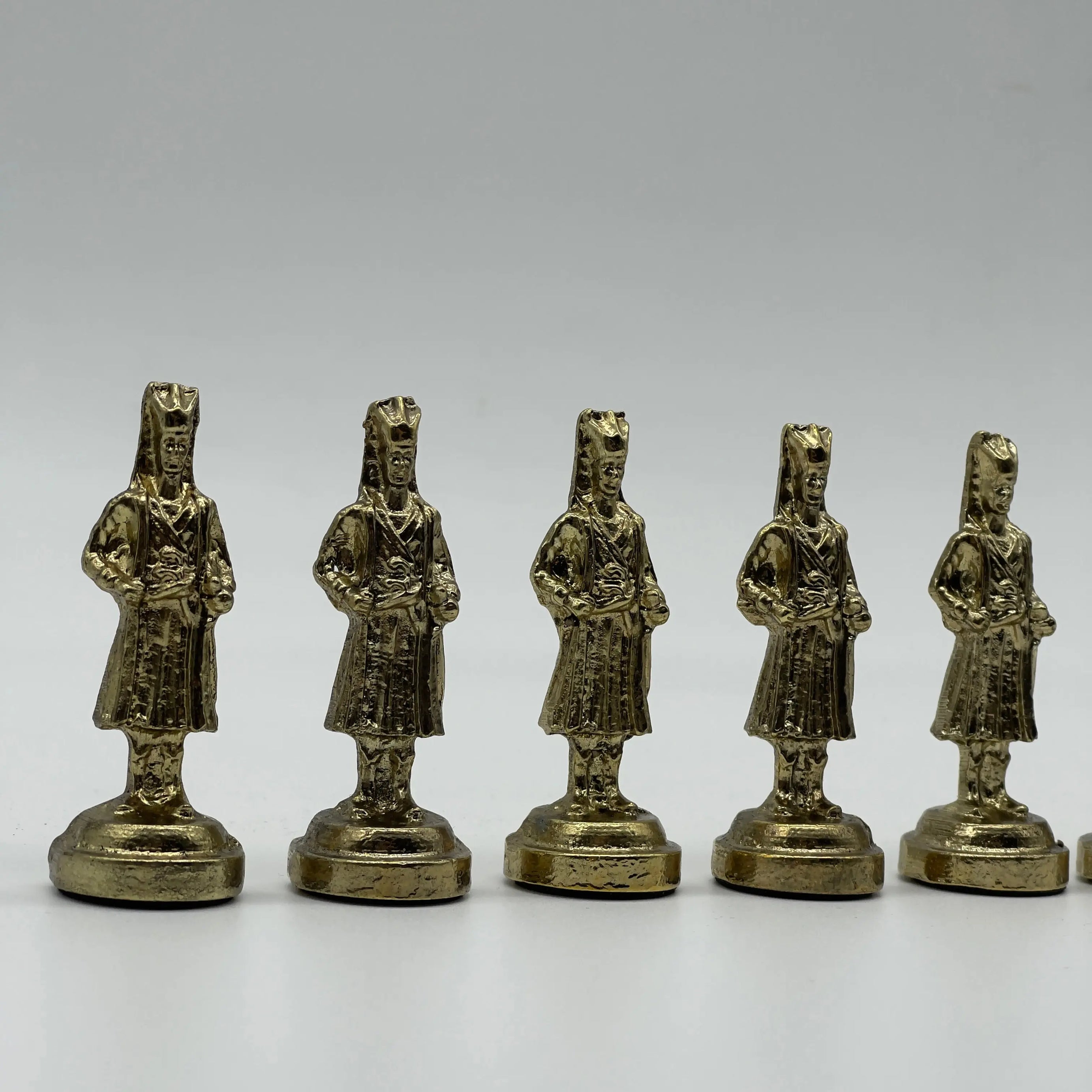 Handmade Metal Large Chess Pieces, Gold Ottomans Large Metal Chess Pieces