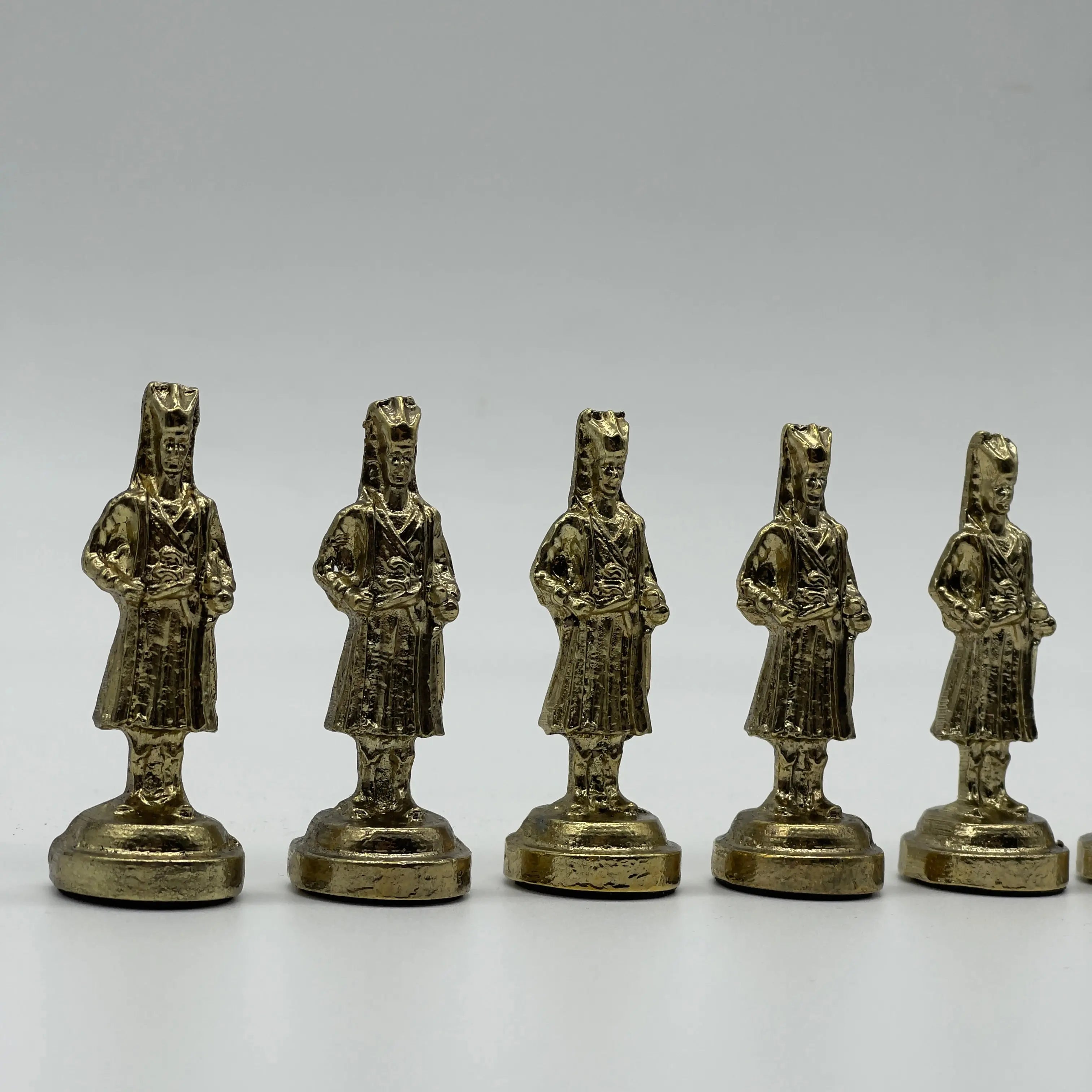 Handmade Metal Large Chess Pieces, Gold Ottomans Large Metal Chess Pieces