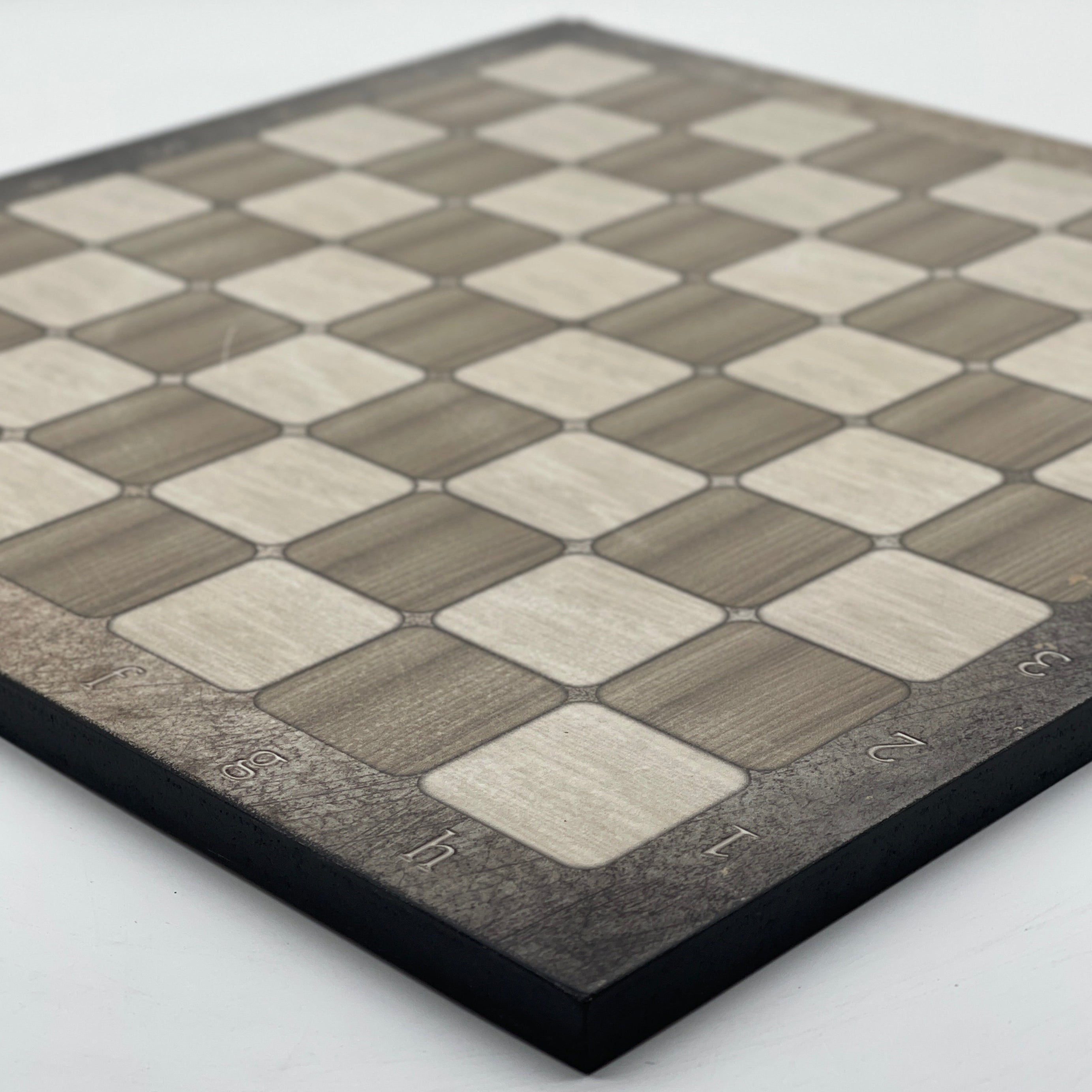 Gray Marble Pattern Wooden Chess Board With Camelot Chess Pieces