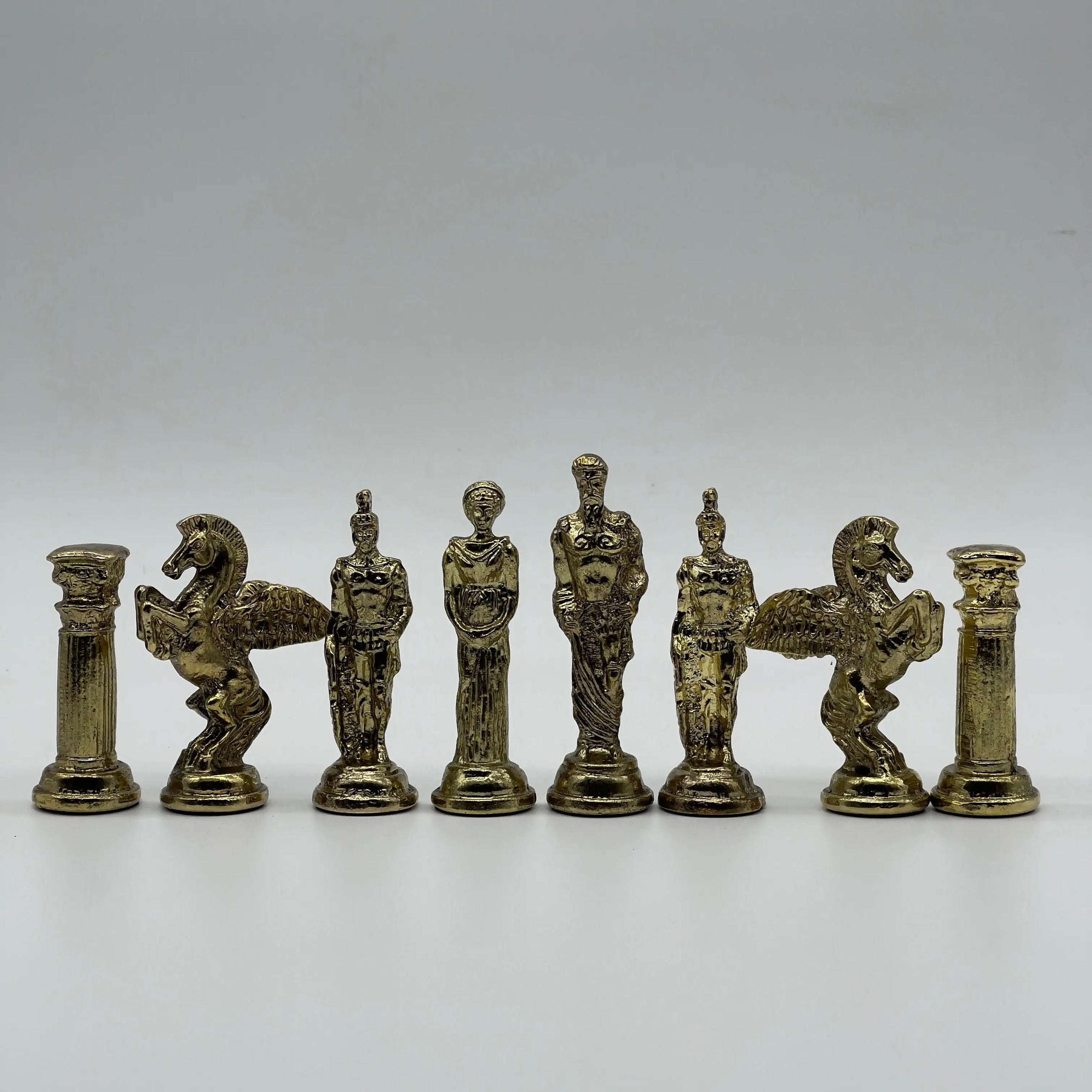 Handmade Metal Large Chess Pieces, Gold-Silver Pegasus Large Metal Chess Pieces