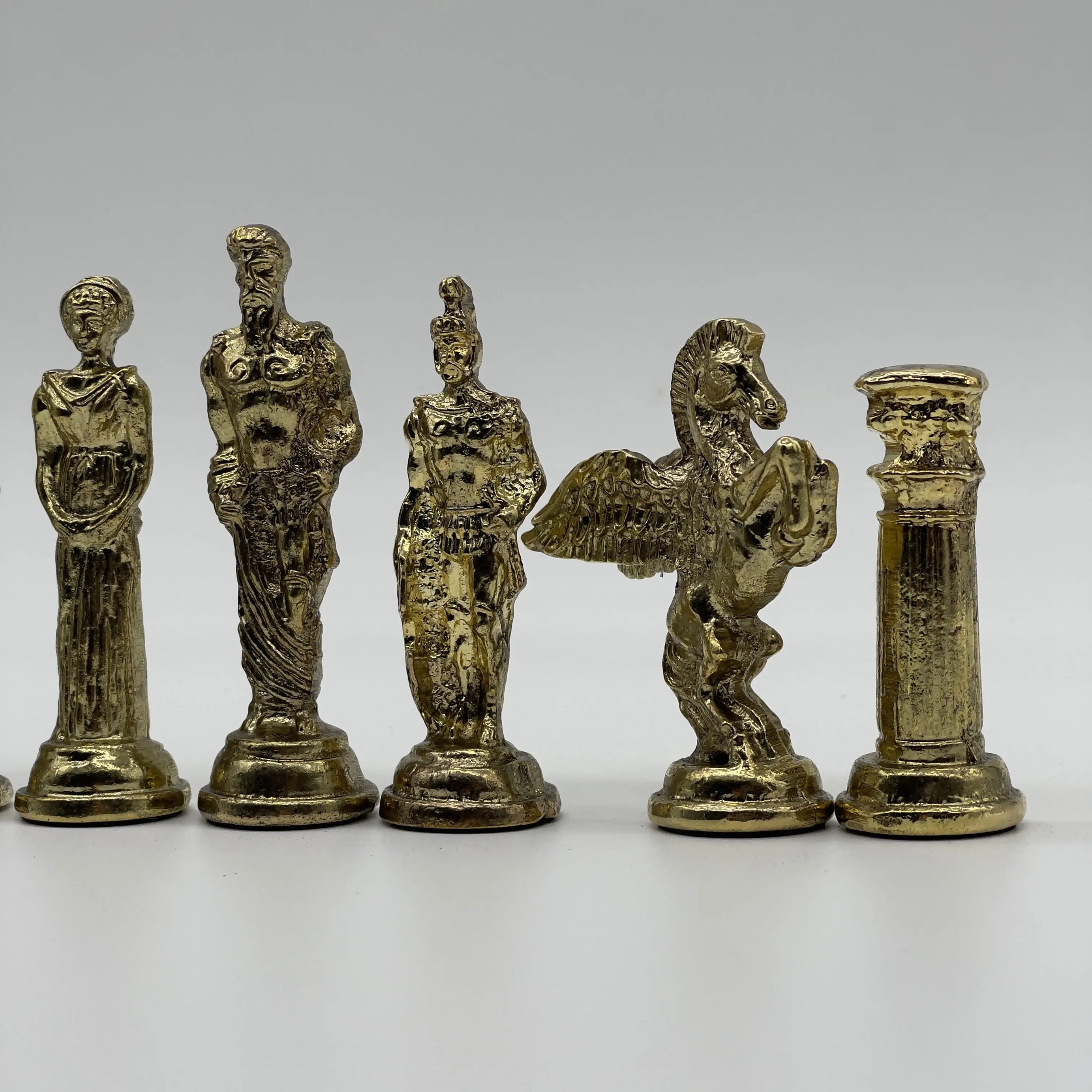 Handmade Metal Large Chess Pieces, Gold-Silver Pegasus Large Metal Chess Pieces
