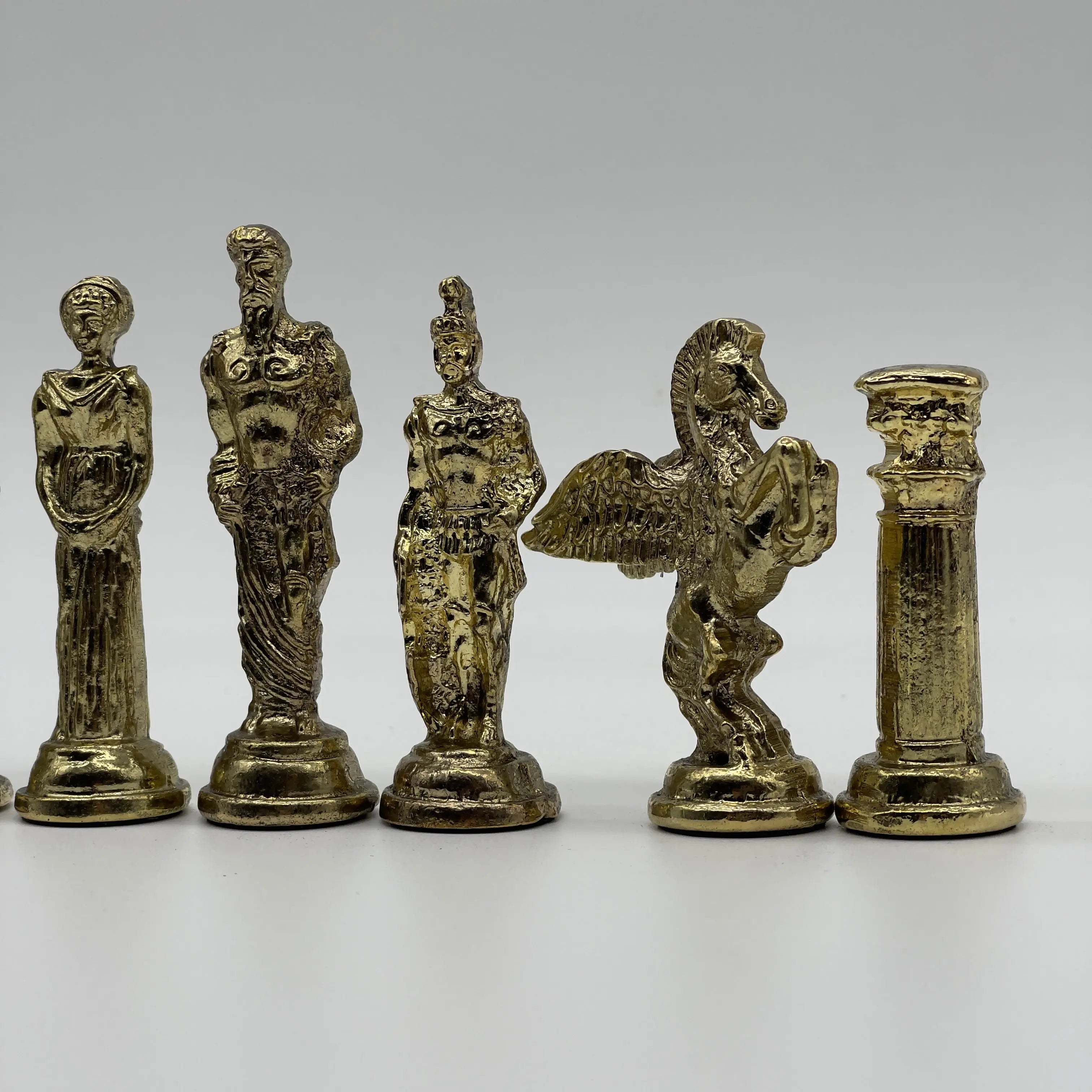 Handmade Metal Large Chess Pieces, Gold-Silver Pegasus Large Metal Chess Pieces
