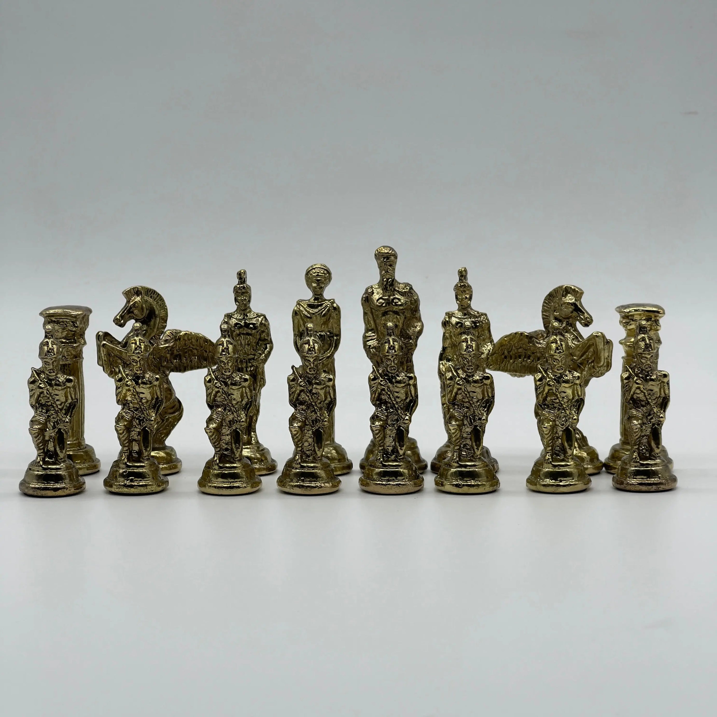 Handmade Metal Large Chess Pieces, Gold-Silver Pegasus Large Metal Chess Pieces