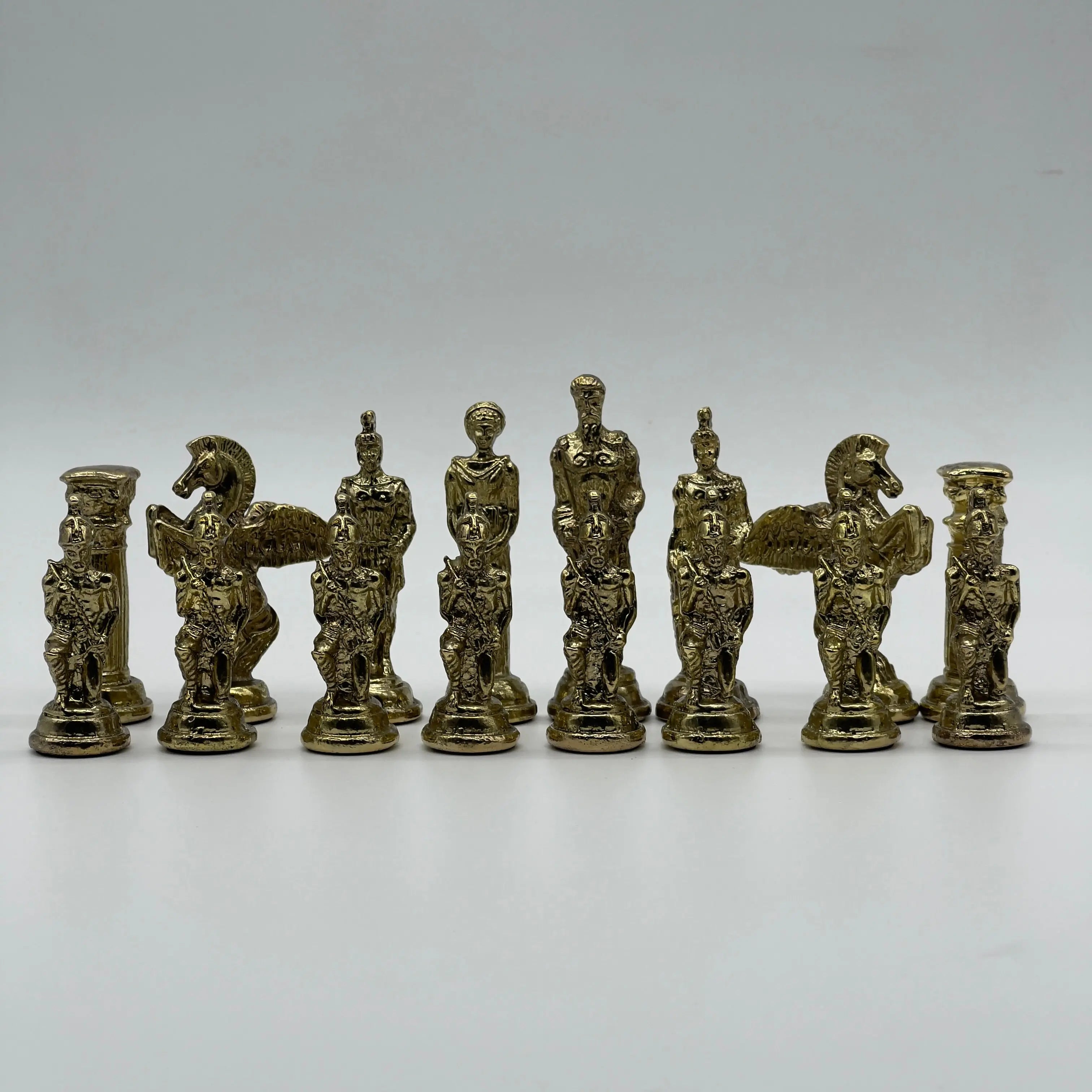 Handmade Metal Large Chess Pieces, Gold-Silver Pegasus Large Metal Chess Pieces