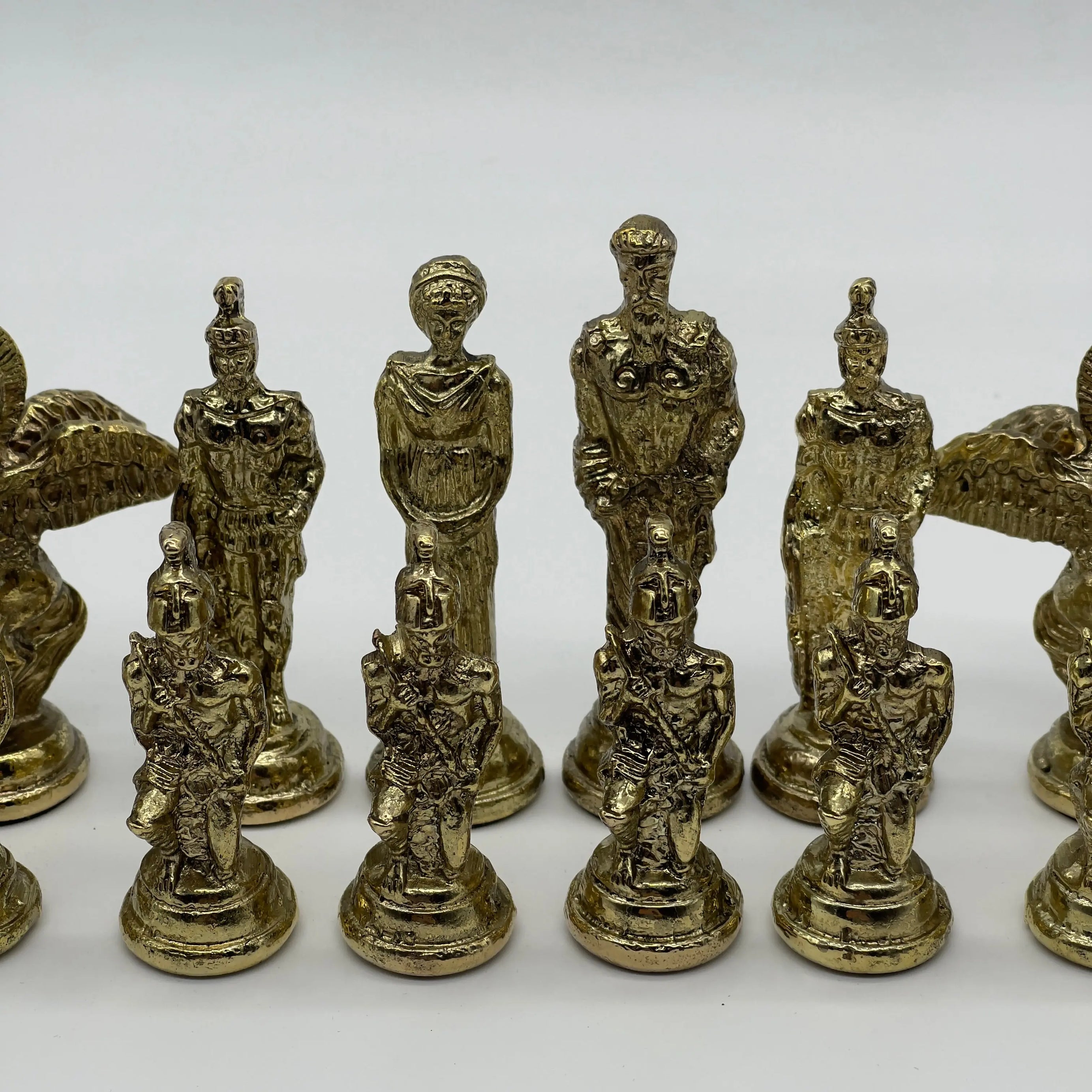 Handmade Metal Large Chess Pieces, Gold-Silver Pegasus Large Metal Chess Pieces