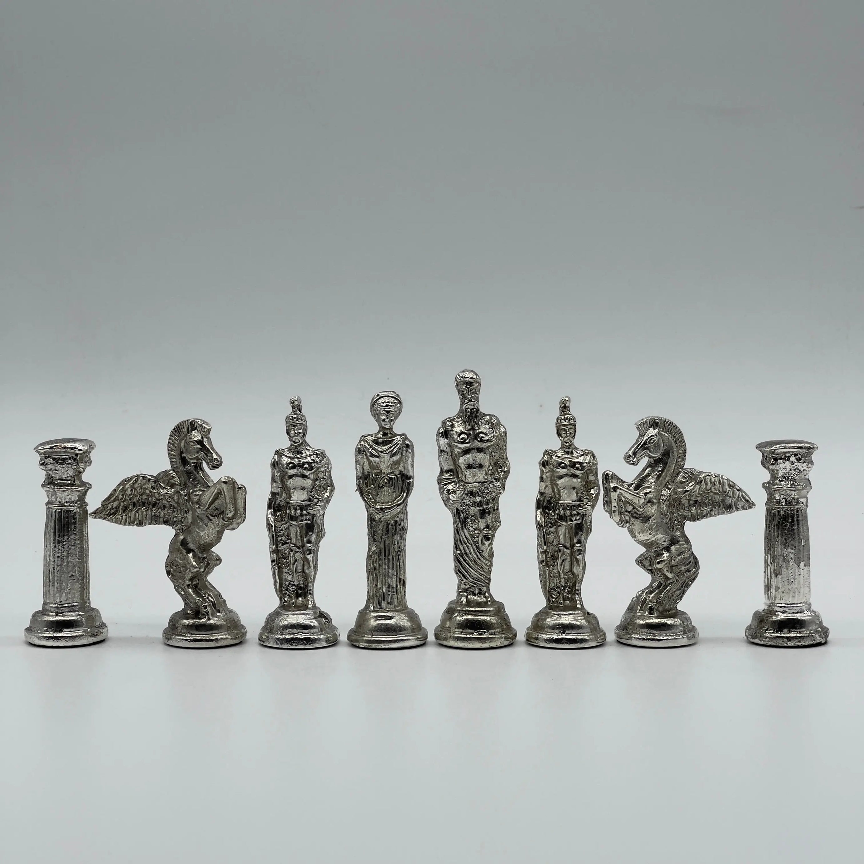 Handmade Metal Large Chess Pieces, Gold-Silver Pegasus Large Metal Chess Pieces