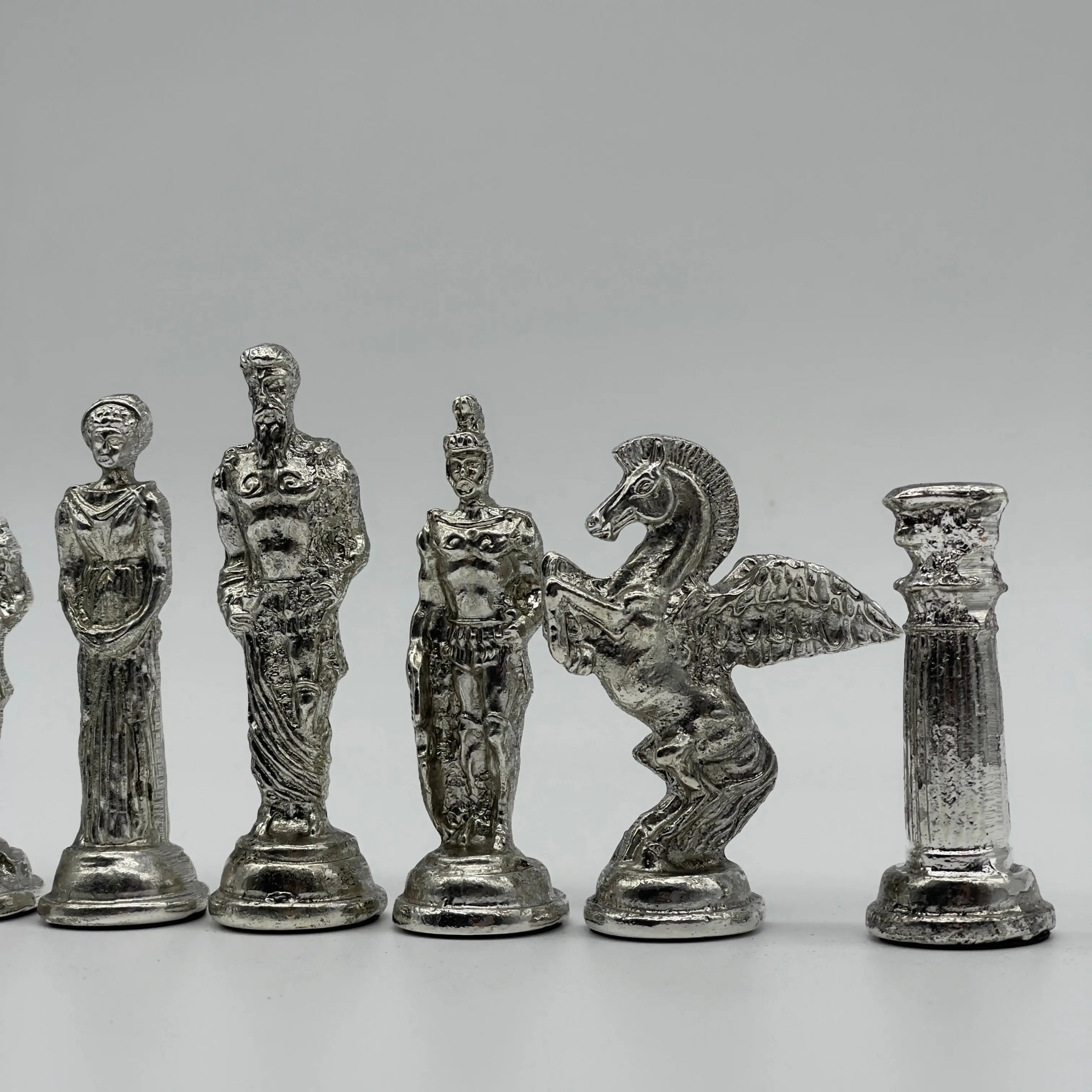 Handmade Metal Large Chess Pieces, Gold-Silver Pegasus Large Metal Chess Pieces