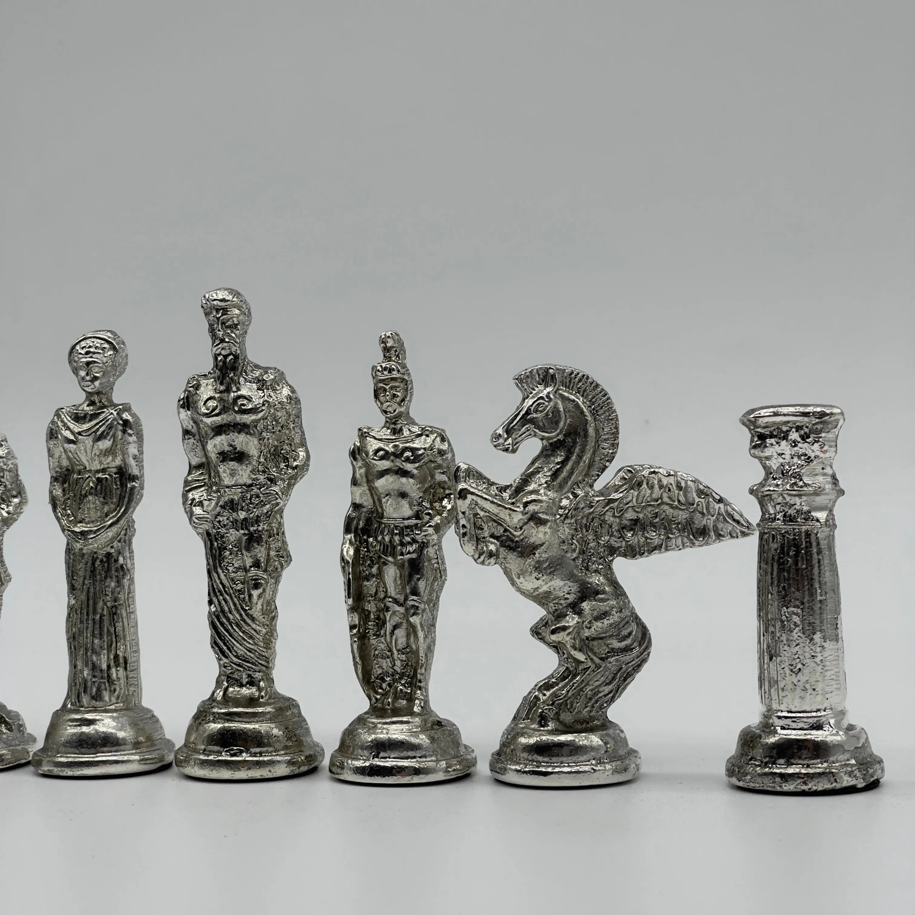 Handmade Metal Large Chess Pieces, Gold-Silver Pegasus Large Metal Chess Pieces