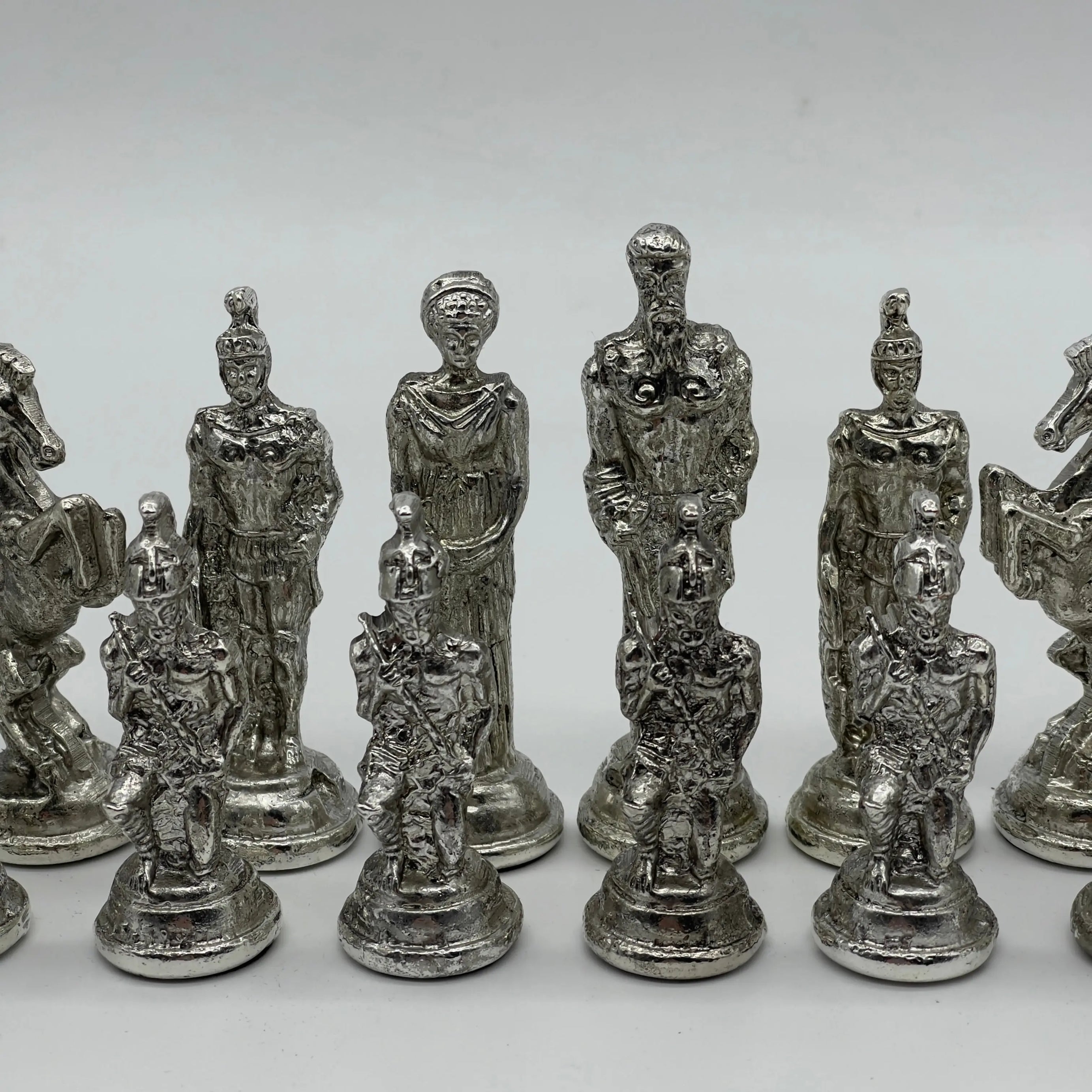 Handmade Metal Large Chess Pieces, Gold-Silver Pegasus Large Metal Chess Pieces